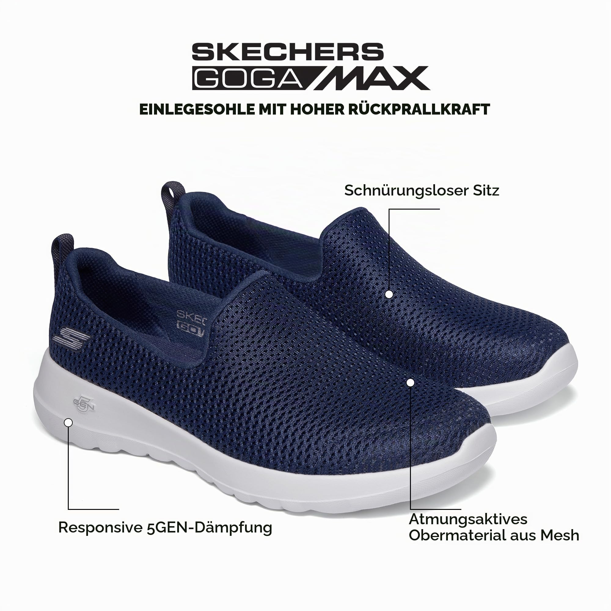 Skechers Damen Go Walk Joy Sneaker, Navy Textile White Trim, 42 EU – Ansicht 2