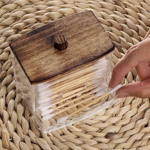 Miniatura 5 de Tbestmax Soporte para almohadillas de algodón de 7onzas, dispensador de bolas de algodón Qtip, recipientes de baño, tarro de boticario para