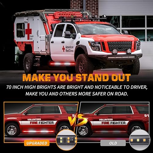 Miniatura 2 de XRIDONSEN 2 tiras de luces de emergencia para camiones de 60 pulgadas, 720 luces LED estroboscópicas, luces estroboscópicas rojas y blancas, luces