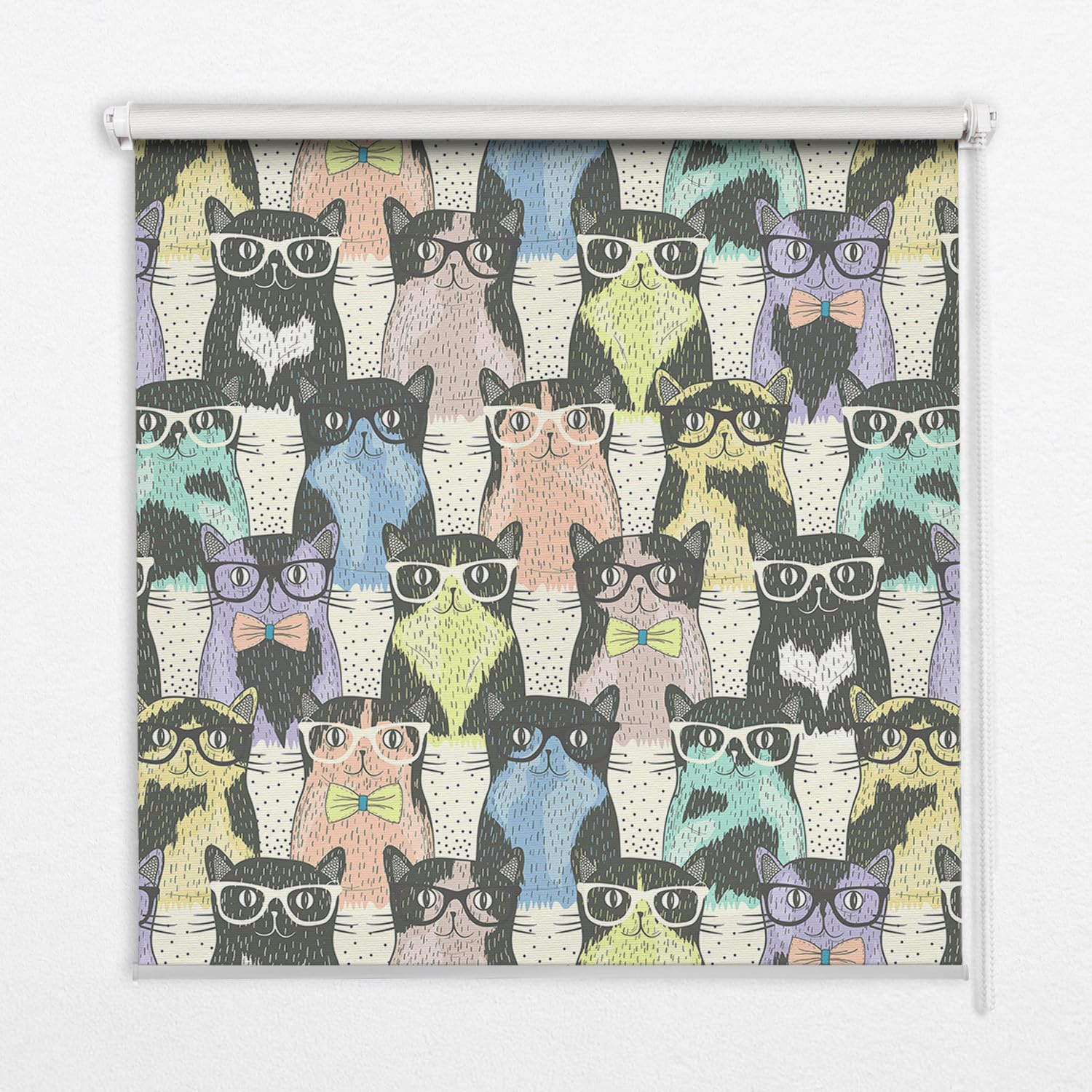 Store enrouleur perméable 50x50cm banne intérieur imprimé chats Tulup sans percer