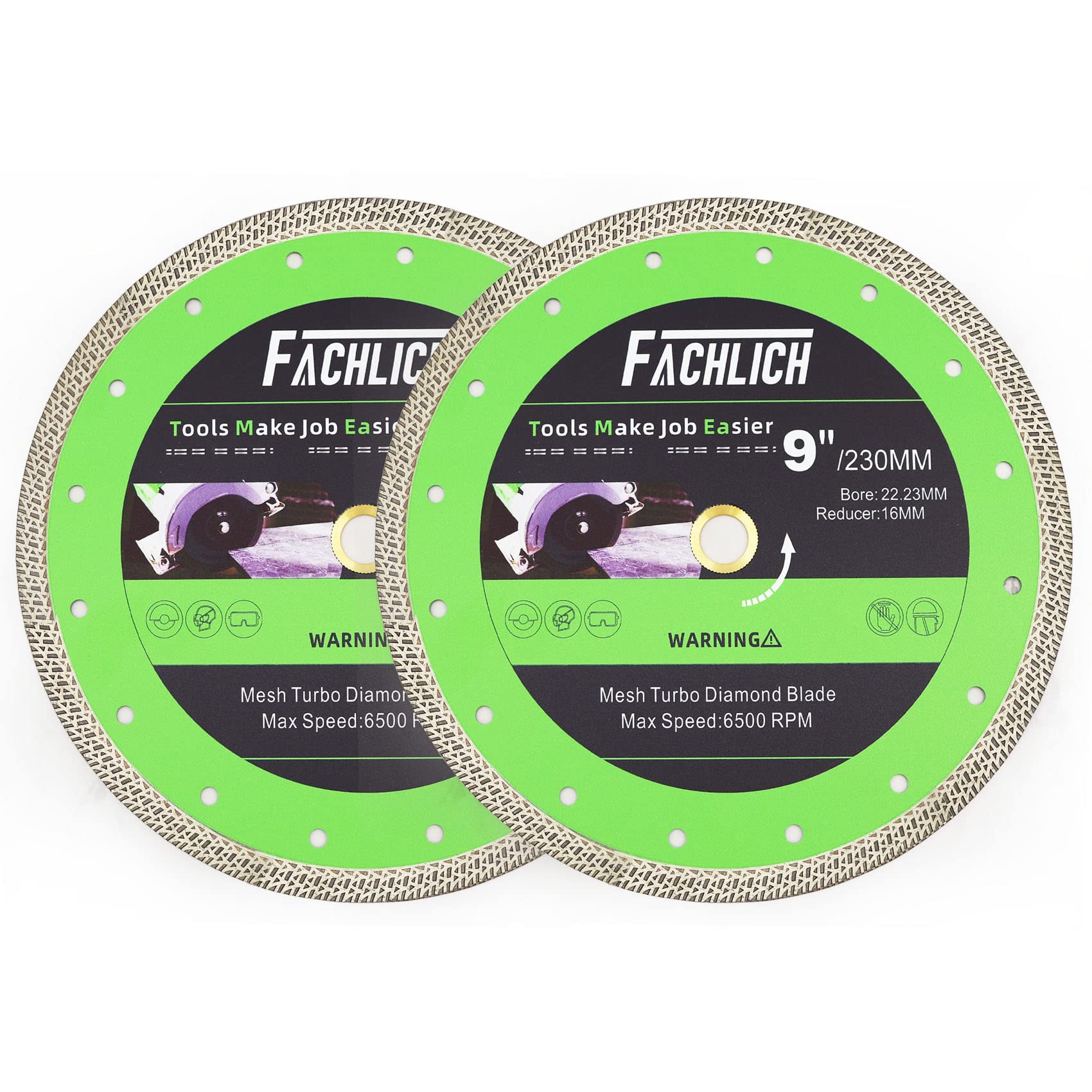 Disco de Corte de Diamante,2 Piezas 230mm Hoja de Sierra con Malla Turbo para Porcelana Azulejos Cerámica Mármol