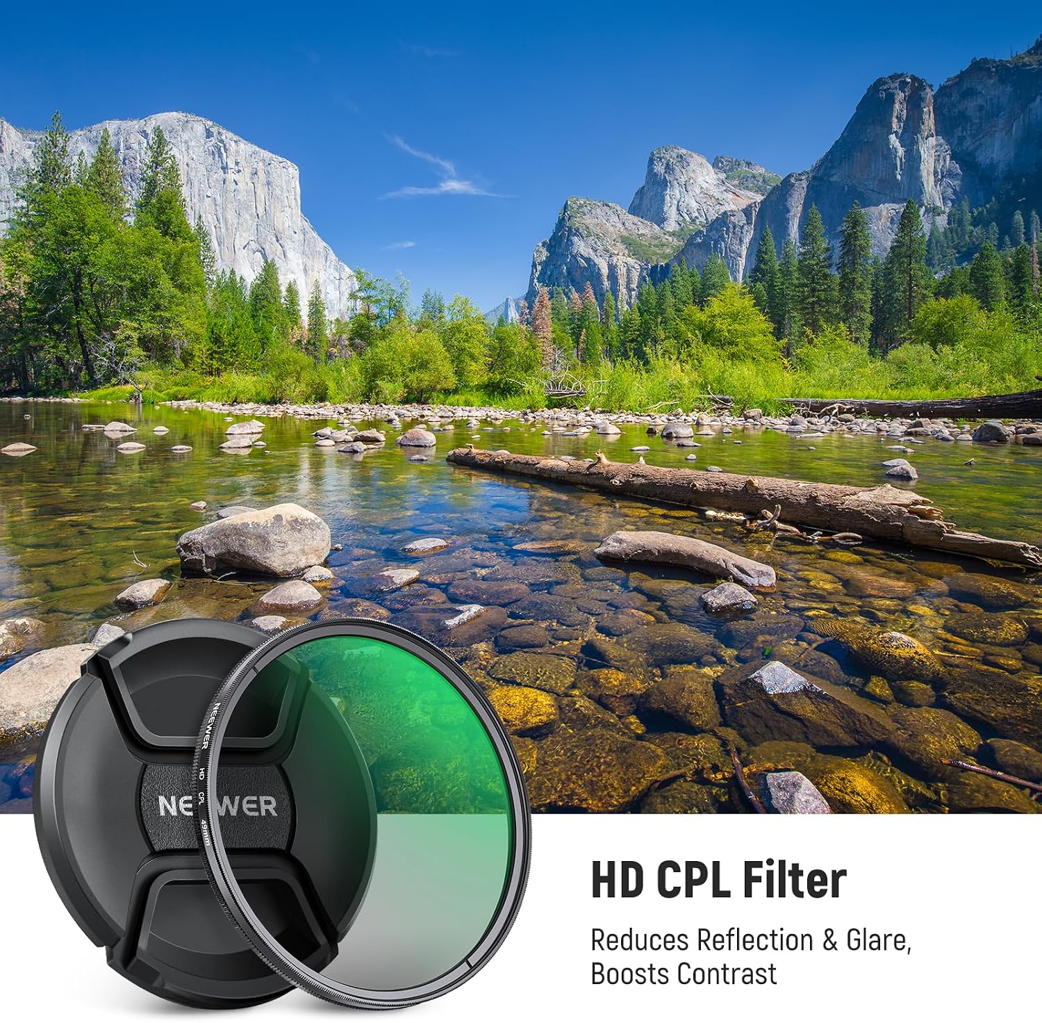 NEEWER 49mm CPL Filter with Lens Cap, Ultra Thin Circular Polarizing Filter, Nano Coating, HD Optical Glass for Camera Lens, Reduces Reflection and Glare Increases Contrast