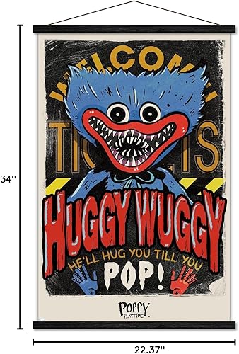 Vista 15 de Trends International Poppy Playtime - Póster de pared Huggy Wuggy, 22.37 x 34.00 pulgadas, paquete de impresión y colgador de madera de haya