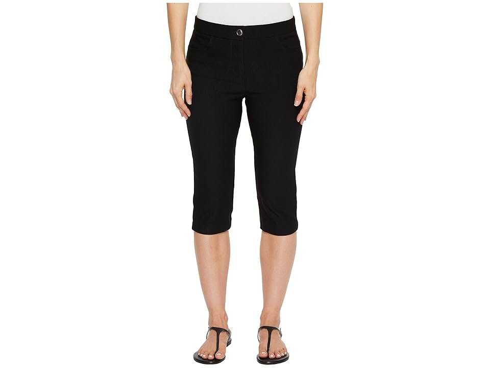 

Tribal Stretch Bengaline 17 Zip Front Capris with Back Leg Detail (Black) Women's Capri