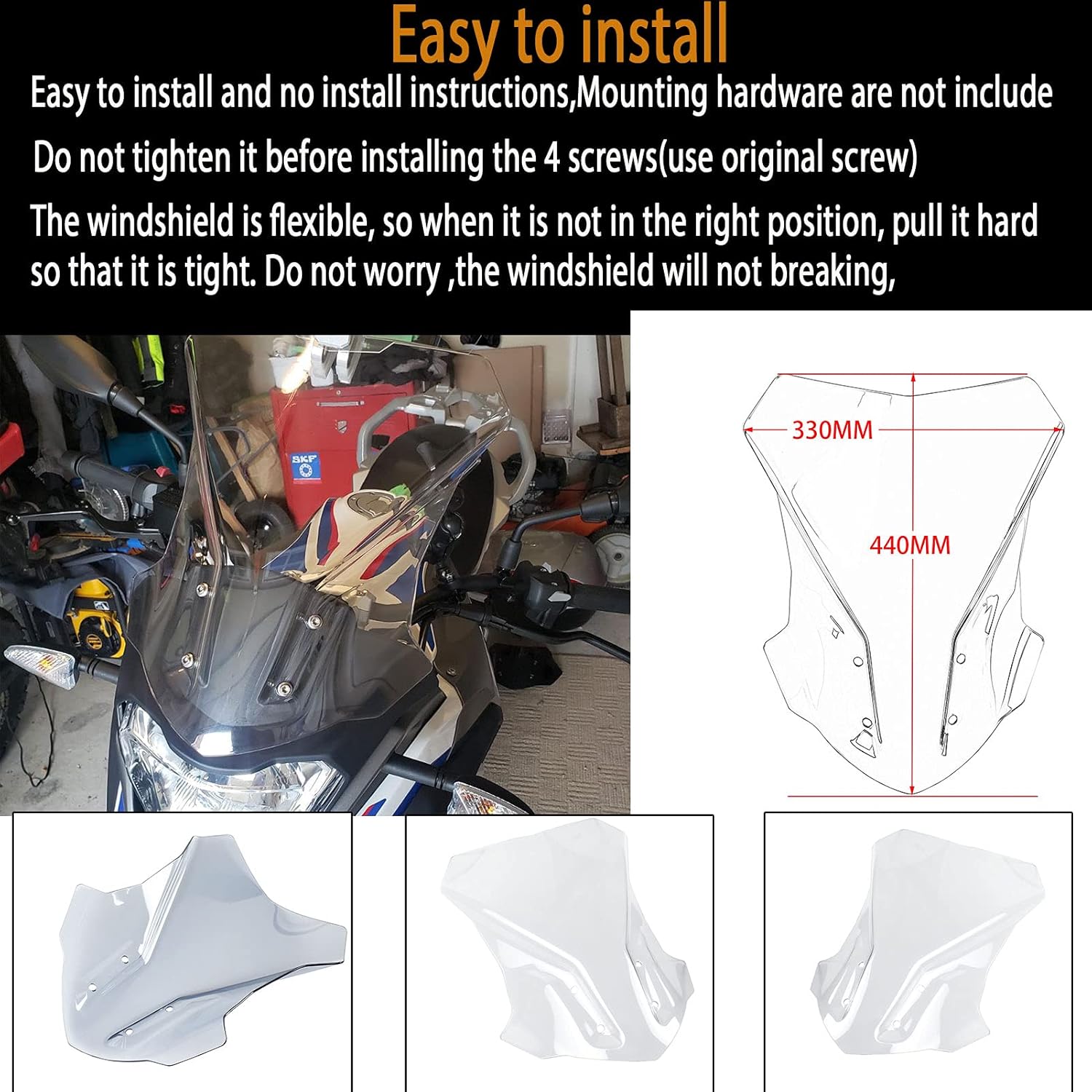 Motorcycle WindScreen Windshield Windproof Protector Flyscreen Pare-brise Shield Screen compatible with G310GS G 310GS G 310 GS Accessories 2017 2018 2019 2020 2021 2022 2023 2024(Clear)