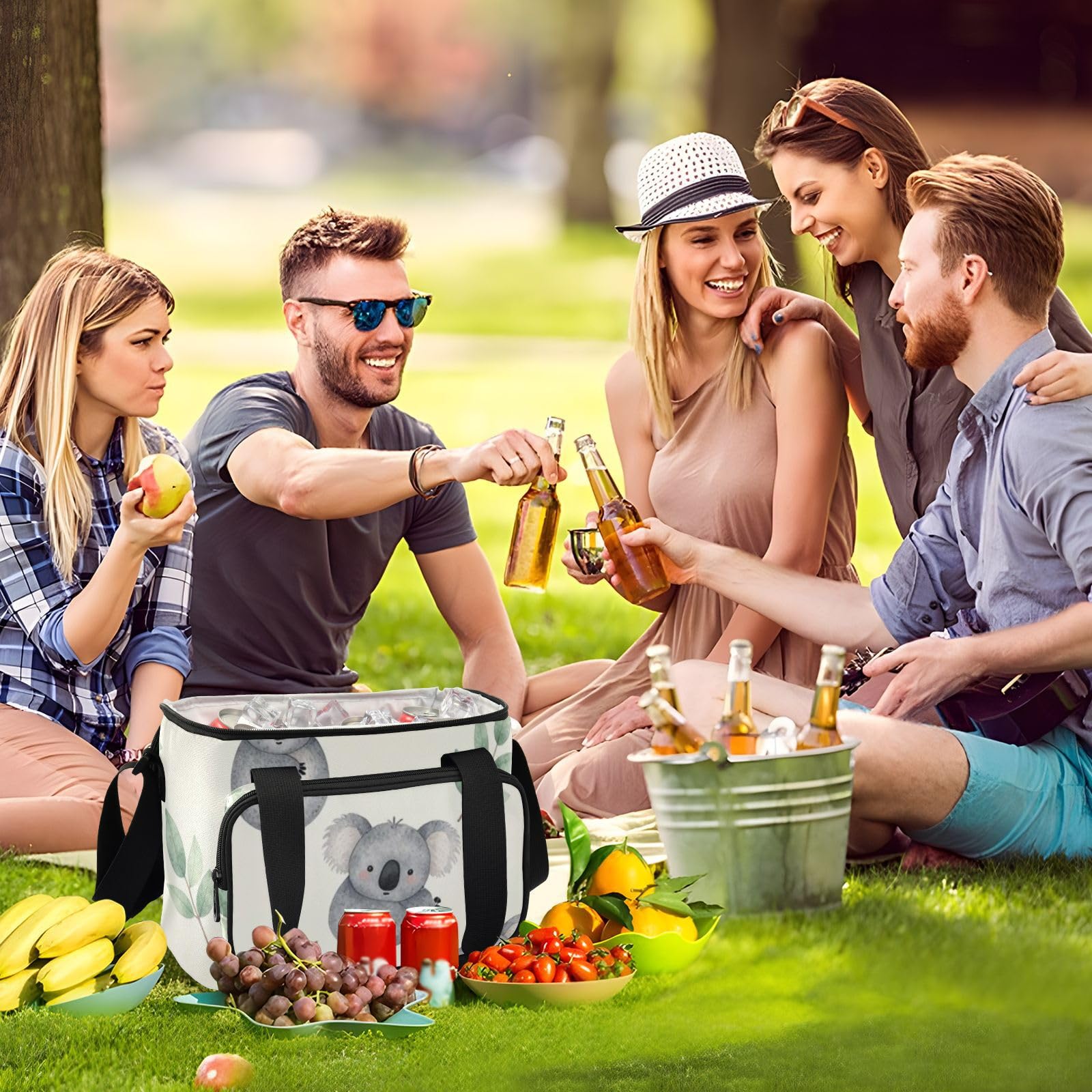 Wudan Koala eukaliptus liść termiczna torba na lunch z podszewką PEVA Road Trip Outdoor Lovers