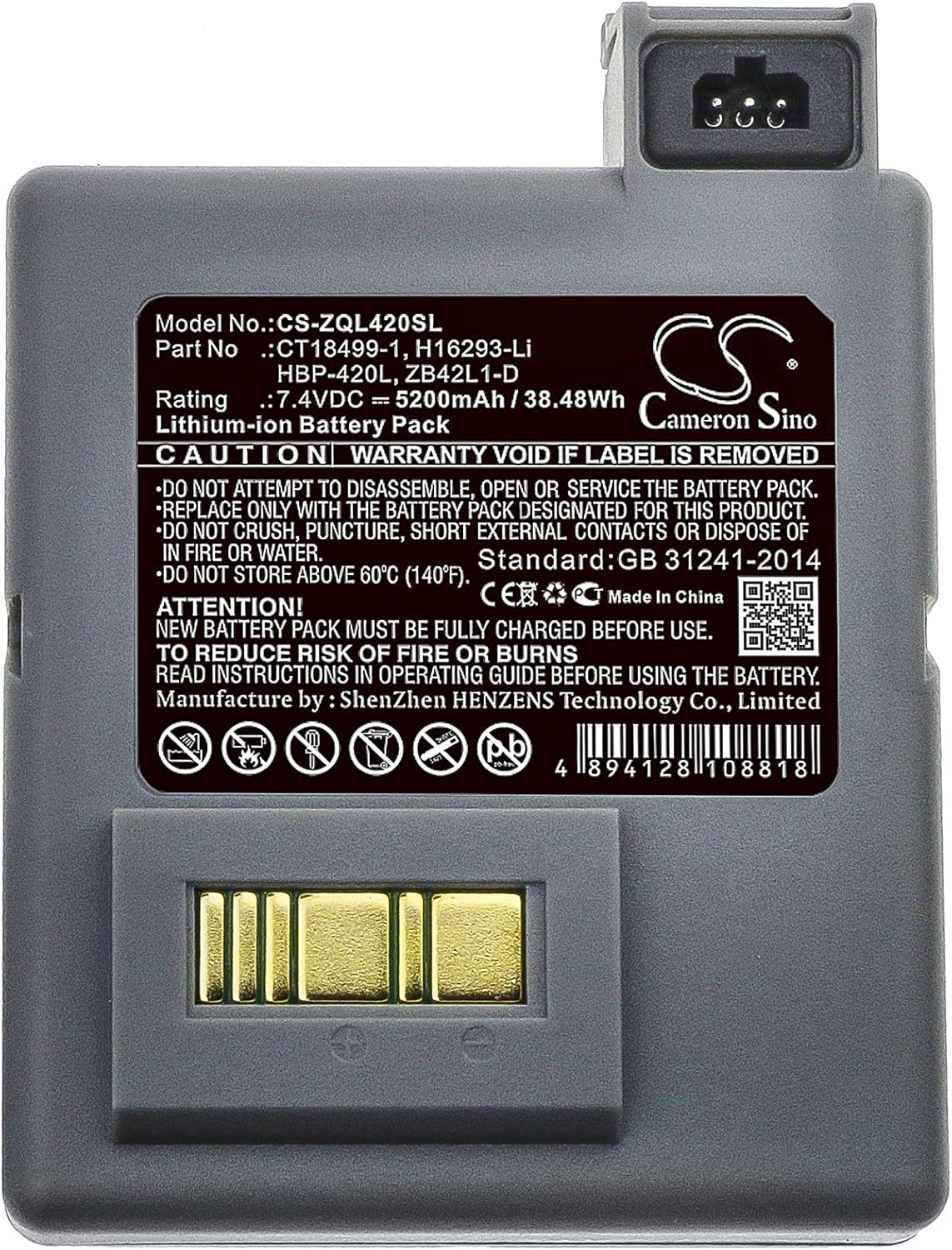 RayVotl バッテリー 互換 ゼブラ P4T、RP4、RP4T、部品番号:CT18499-1、H16293-Li、HBP-420