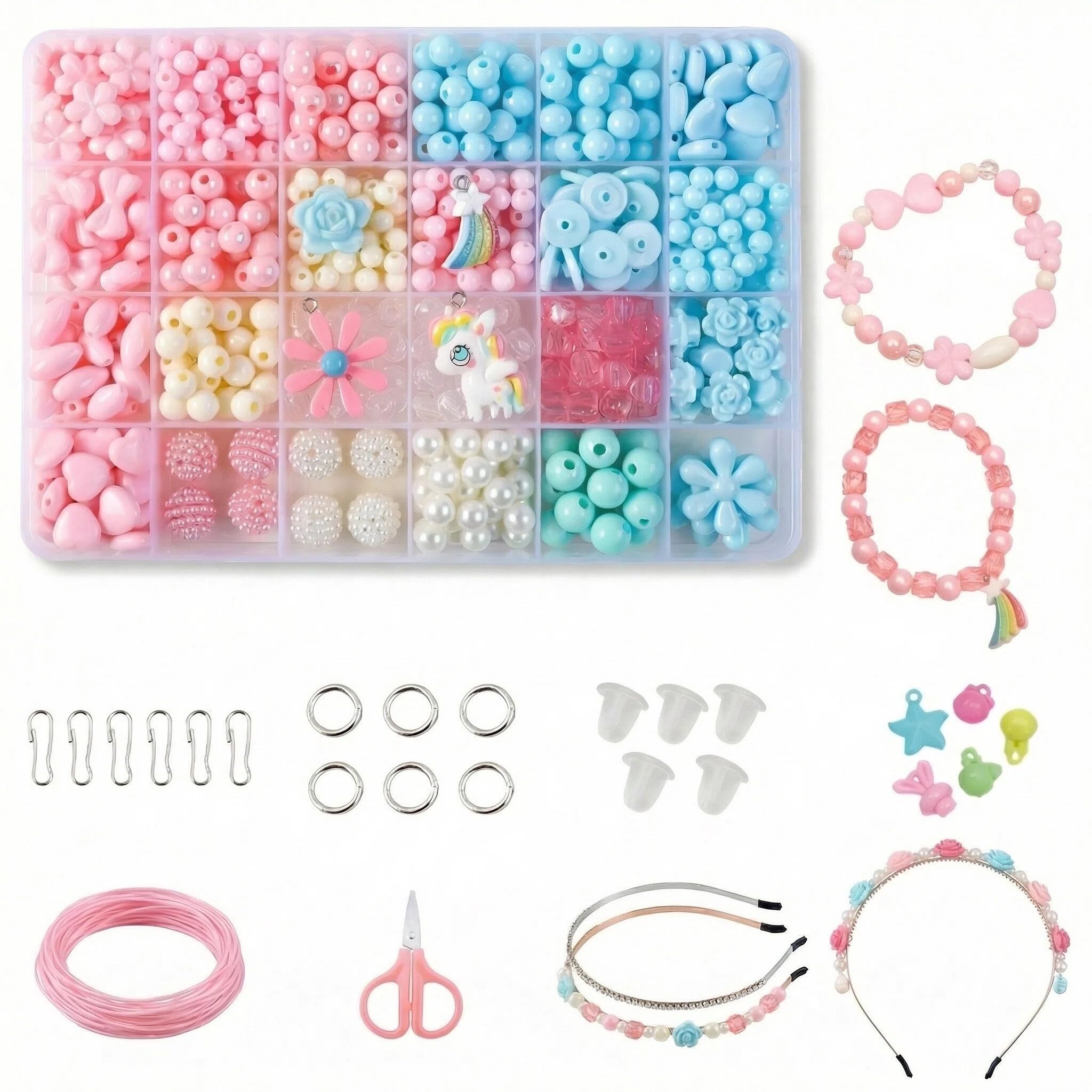FeiatPogra Bracelet Making Kit, DIY Arts and Crafts for Kids with 500 Pcs Beads, Friendship Bracelets Necklace Making Kit, Creative Jewelry Making Gifts for Girls Boys Age 5-14 Years Old