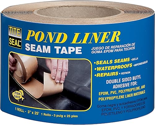 Tite-Seal PLST325 - Cinta autoadhesiva de doble cara para estanque de butilo 3 x 25 pies Tite-Seal PLST325 - Cinta autoadhesiva de doble cara para estanque de butilo 3 x 25 pies