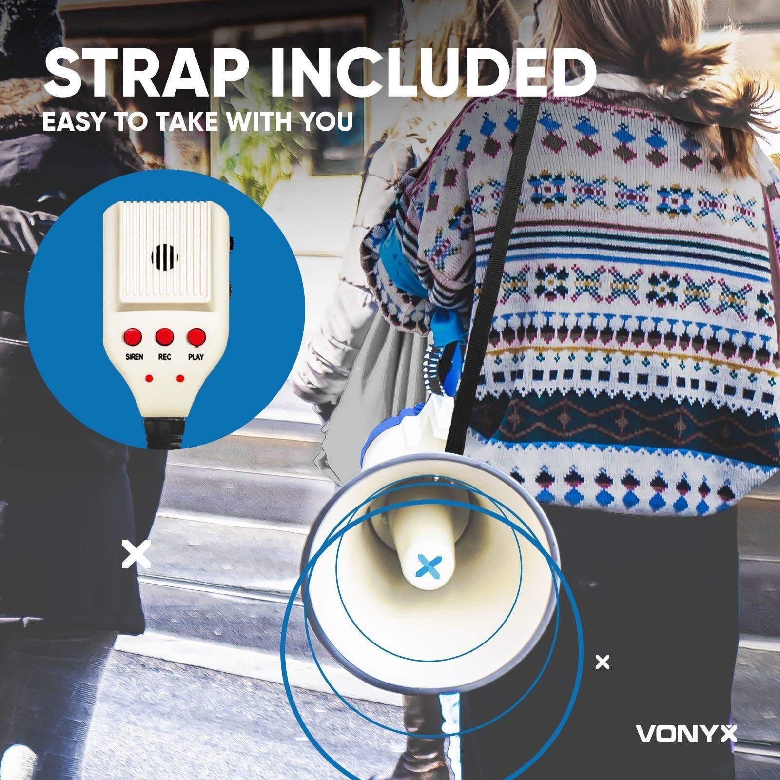 VONYX MEG065 megafono Esterno 65 W Blu, Bianco