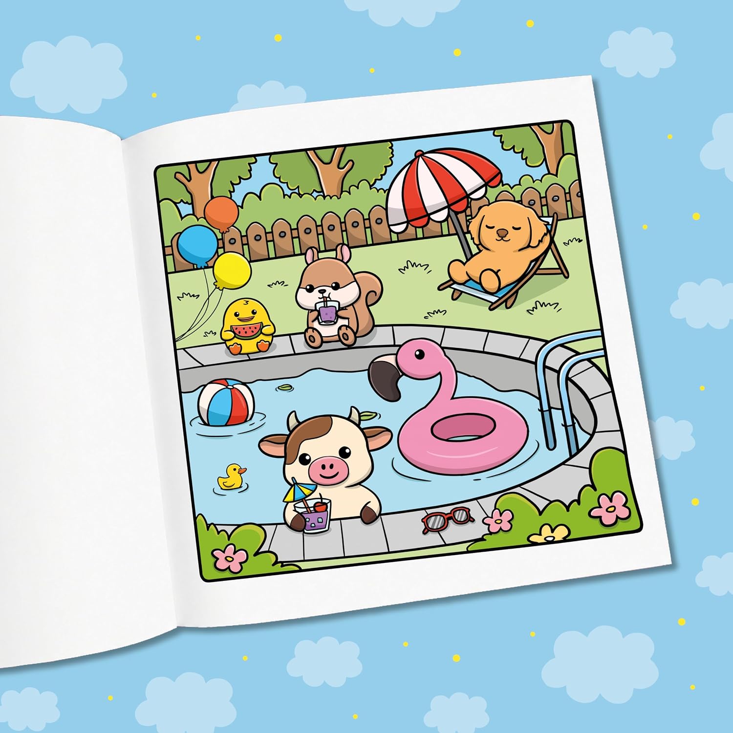 Emotional Support Animal Friends Coloring Book by Puraesla - Cozy Relaxing for Adults & Kids, Cute Animals for Stress Relief, Happiness & Mindfulness, Anxiety Relief Item for Friends, Chill