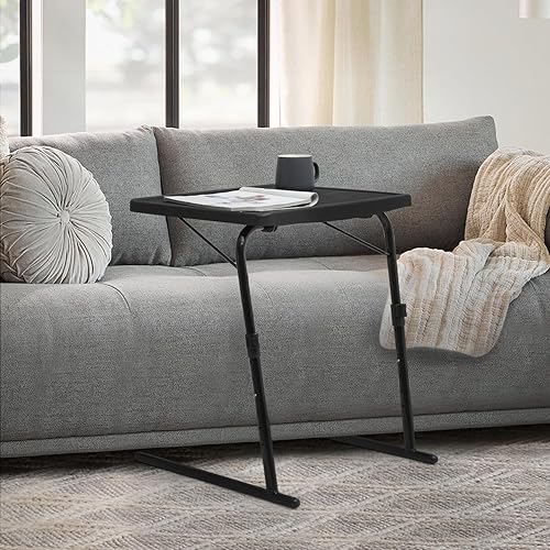 Miniatura 11 de Magshion Bandeja de TV inclinable ajustable de 22 pulgadas, mesa para cena en cama o sofá, cómoda mesa negra plegable con 3 ajustes de ángulo de