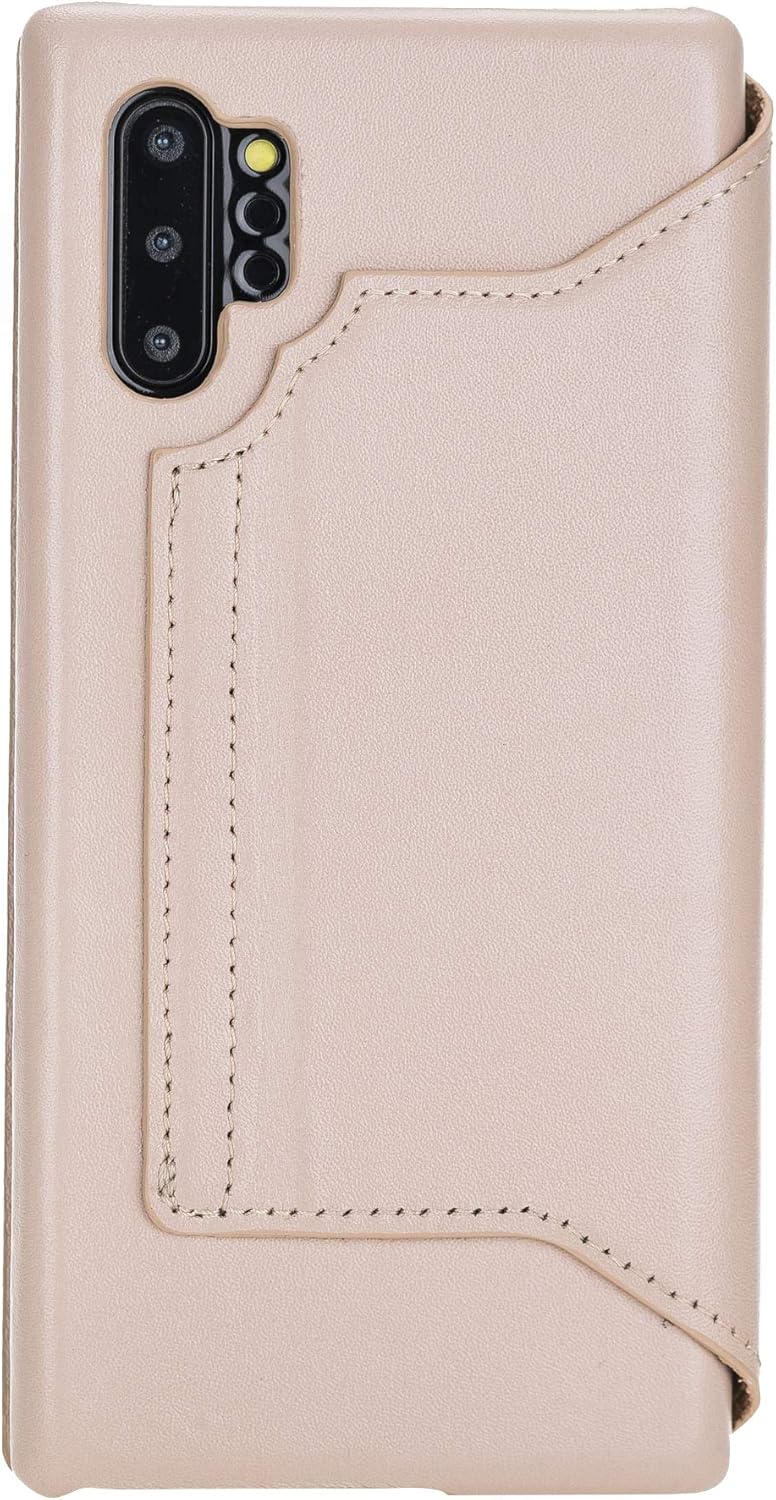 Venito Venice Slim Case Compatible with Galaxy Note 10 Plus Case with Stand, Wallet, Self-Closing, and RFID Blocking Feature (Nude Pink)