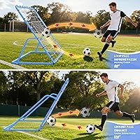 Vista 5 de GarveeLife 6X4 Ft Adjustable Soccer Rebounder Net, Heavy Duty Soccer Rebound Net with Iron Frame, Rust Resistant, Football Training Equipment for