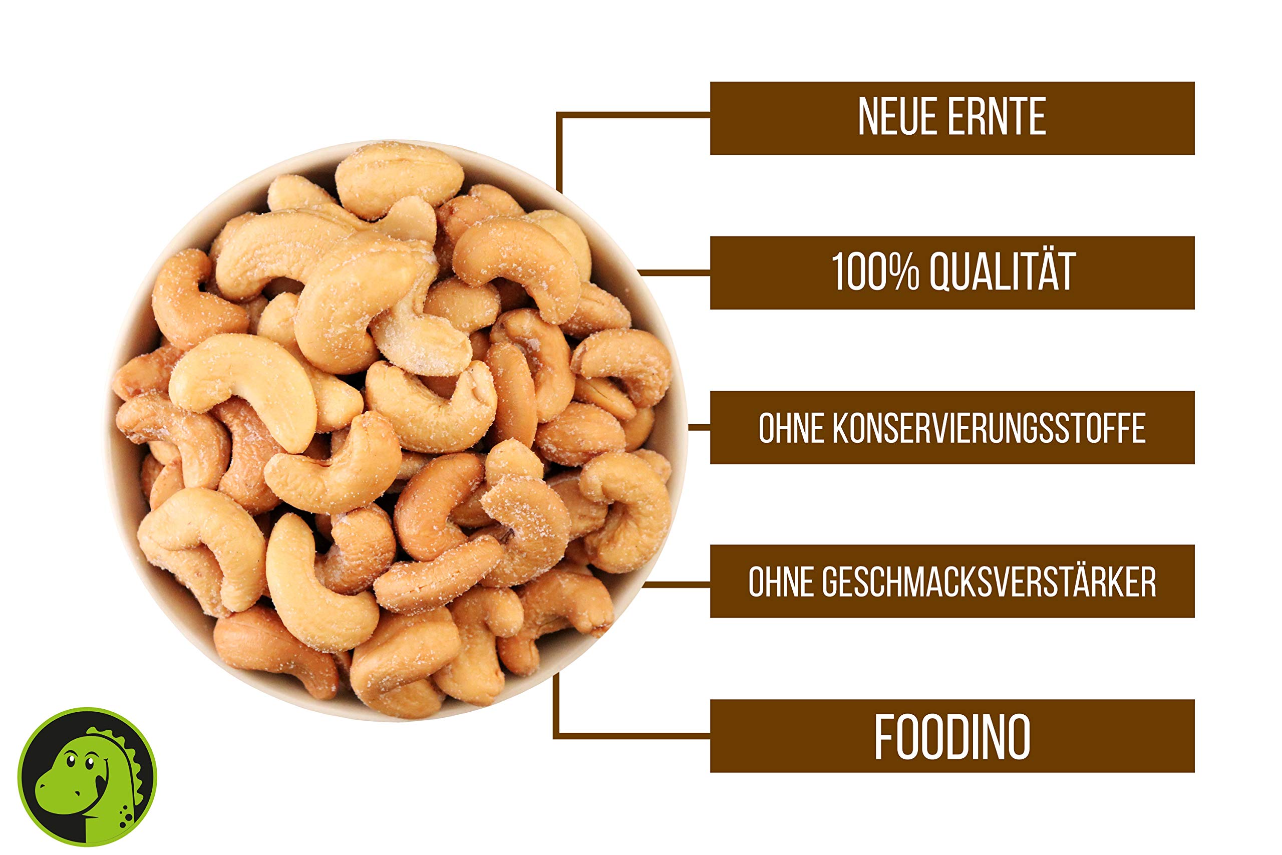 Cashewkerne geröstet und gesalzen Cashewnüsse Cashew Kerne ganz ungeschwefelt 100% Cashews 500g - 5kg wiederverschließbar Premium Qualität FOODINO (2,5kg)