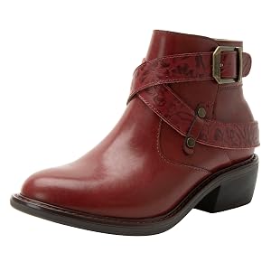 Alegria Womens Millie Leather Ankle Western Fashion Boots