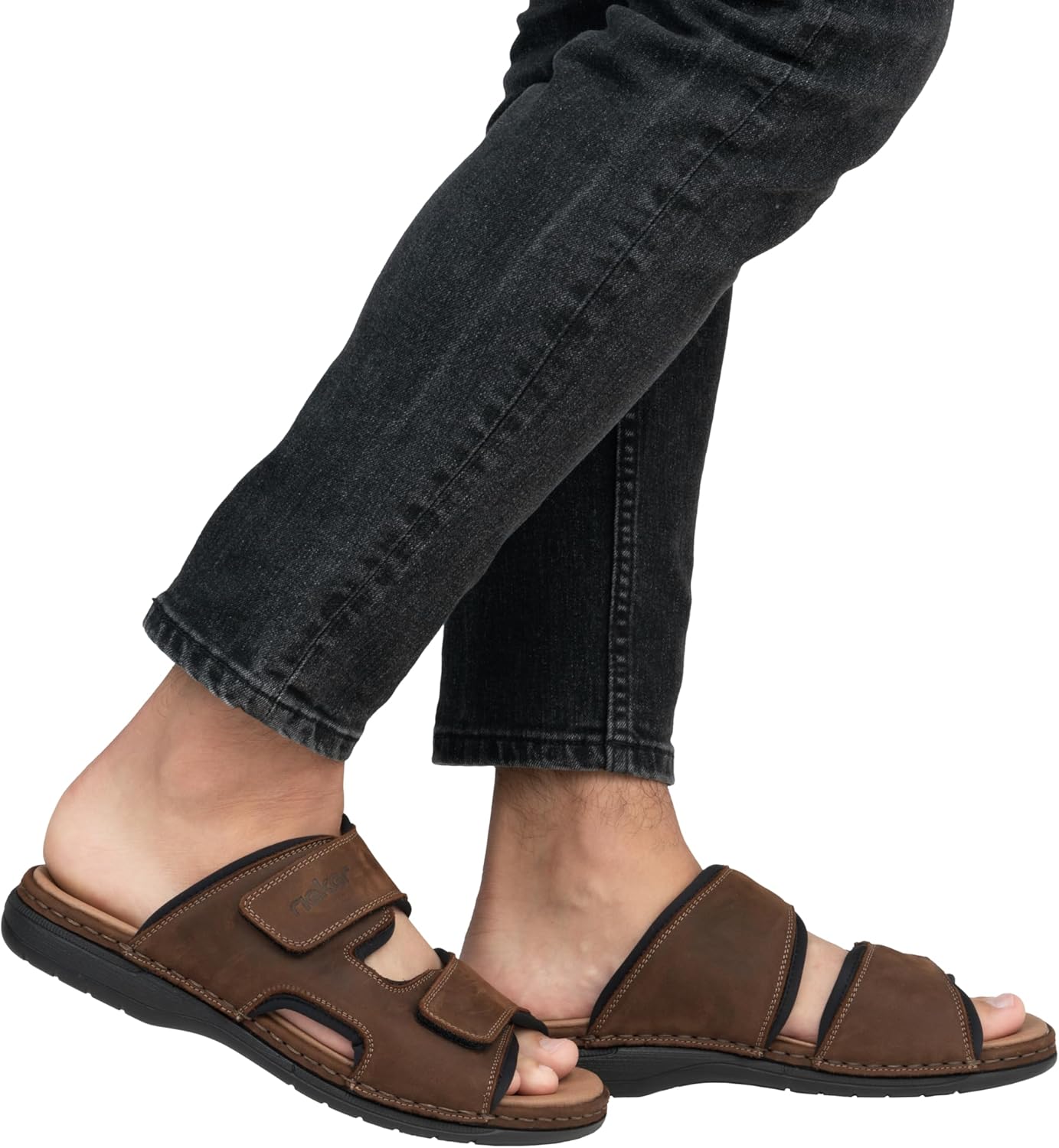 Rieker 25559 heren slippers, Bruin Marrone zwart 25, 44 EU : Rieker