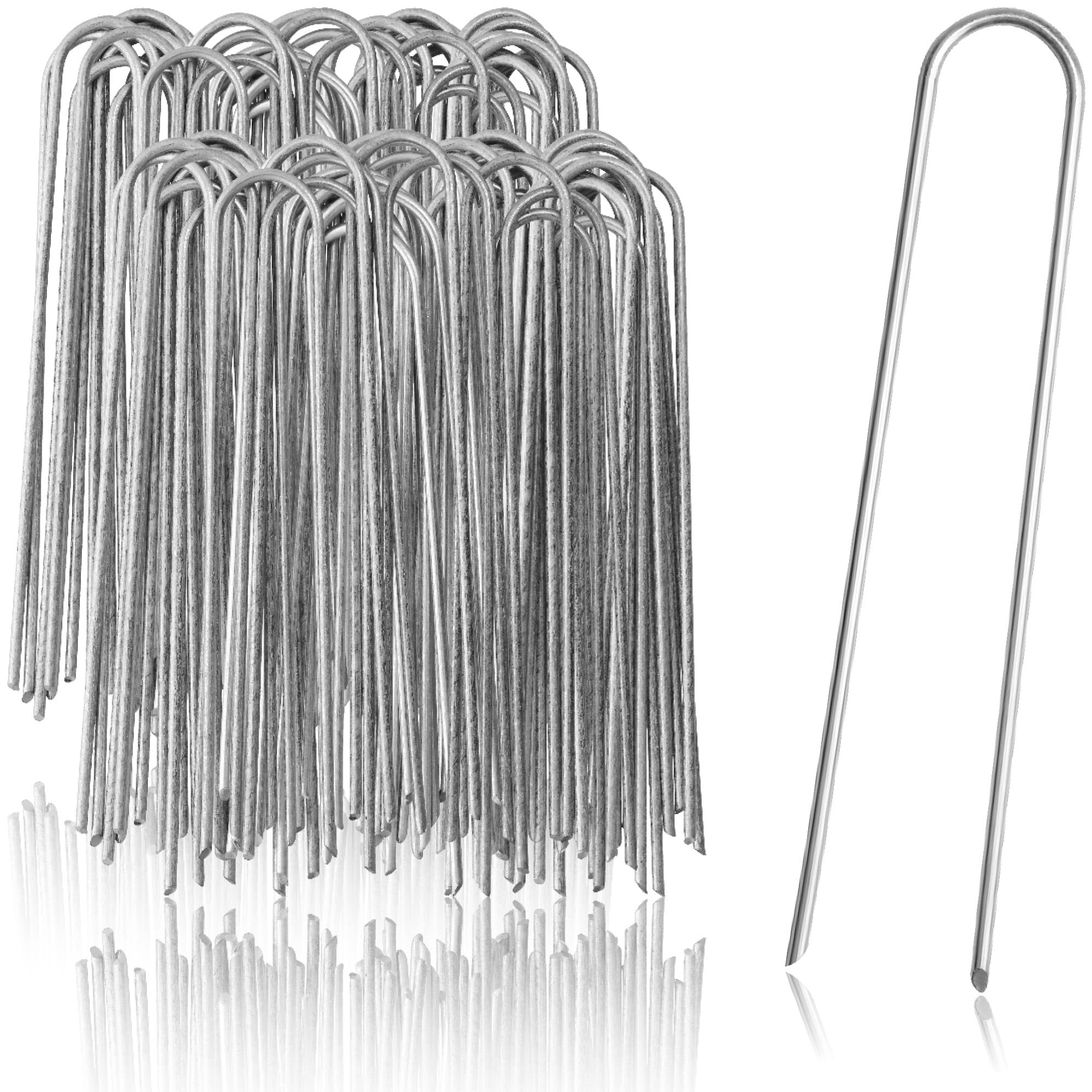 COM-FOUR® 100x Sledzie gruntowe wykonane z powlekanej stali | solidne sledzie gruntowe do mocowania wlóknin i folii - do ogrodu i kempingu - okragle