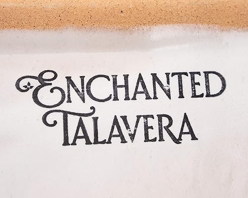 Miniatura 7 de Enchanted Talavera Maceta de cerámica festoneada de cerámica mexicana, maceta para suculentas, decoración de jardín, cobalto (mediana (9.5 x 8))