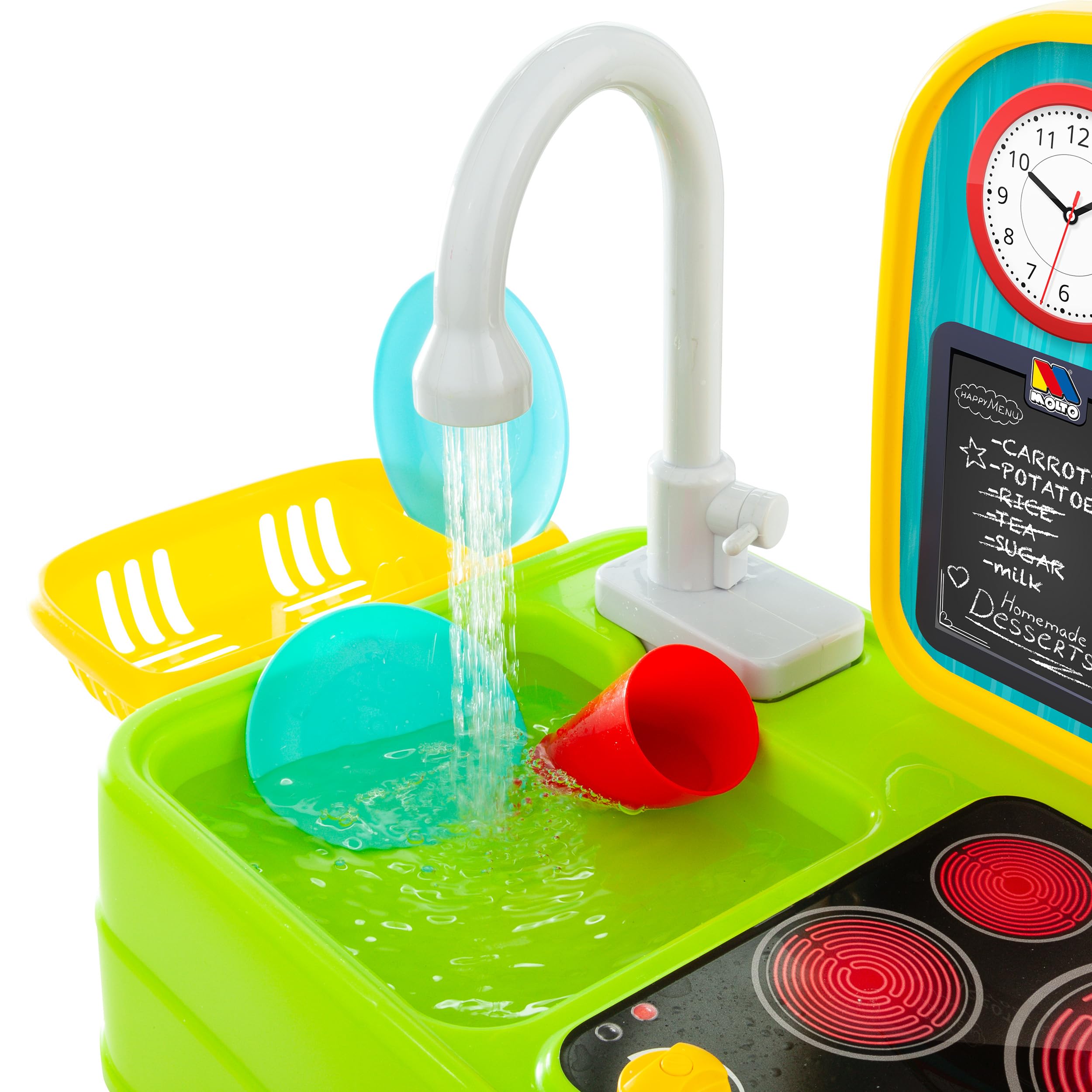 MOLTO - Cocina de Sobremesa con Fregadero y Grifo Real para Niños, Juego Educativo y Creativo, Juguete Interactivo con Accesorios, Ideal para el Desarrollo de Habilidades Motoras y Sociales.