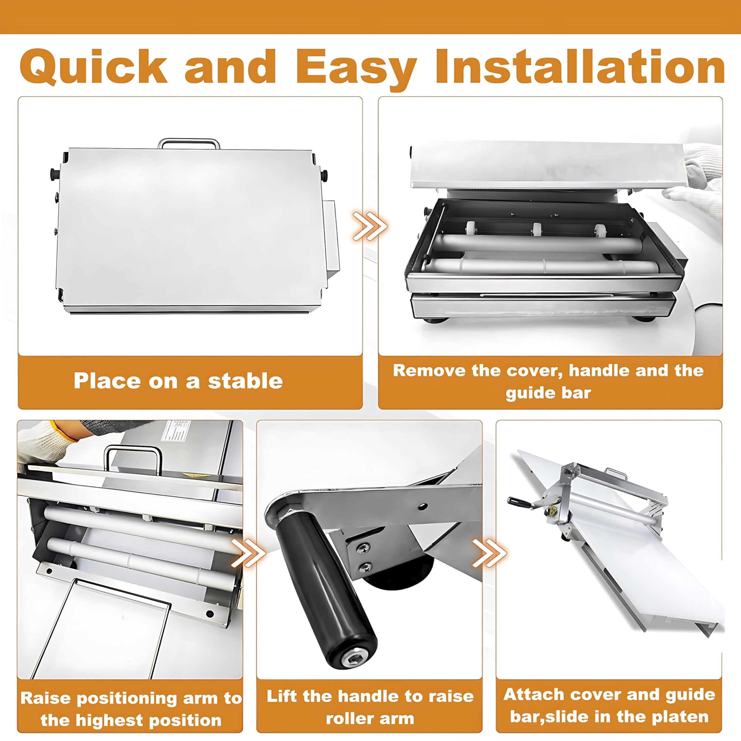 Máquina Manivela Laminadora de Masa - Laminadora de Fondant para Glaseado, Mazapán y Hojaldre | Máquina de Fondant de Fácil Instalación para Hogar o Pequeña Cocina Comercial 90x40cm