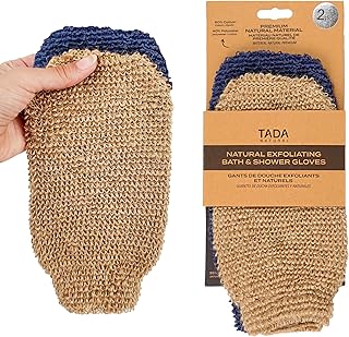 Exfoliating Gloves Shower, Body Scrubber, Body Massage and Body Scrubs for Bath and Shower (Brown & Navy)