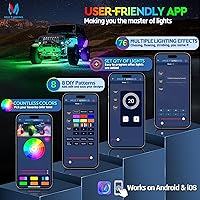 Vista 5 de MICTUNING C2 Max RGB+IC Chasing Color Rock Lights - Kit de Luces LED de 8 Módulos para Iluminación Inferior, Modos de Iluminación Dinámicos