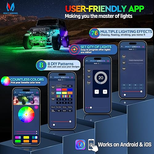 Miniatura 5 de MICTUNING C2 Max RGB+IC Chasing - Juego de luces LED de color de 12 vainas, modos de iluminación dinámicos, extensibles hasta 24 cápsulas con