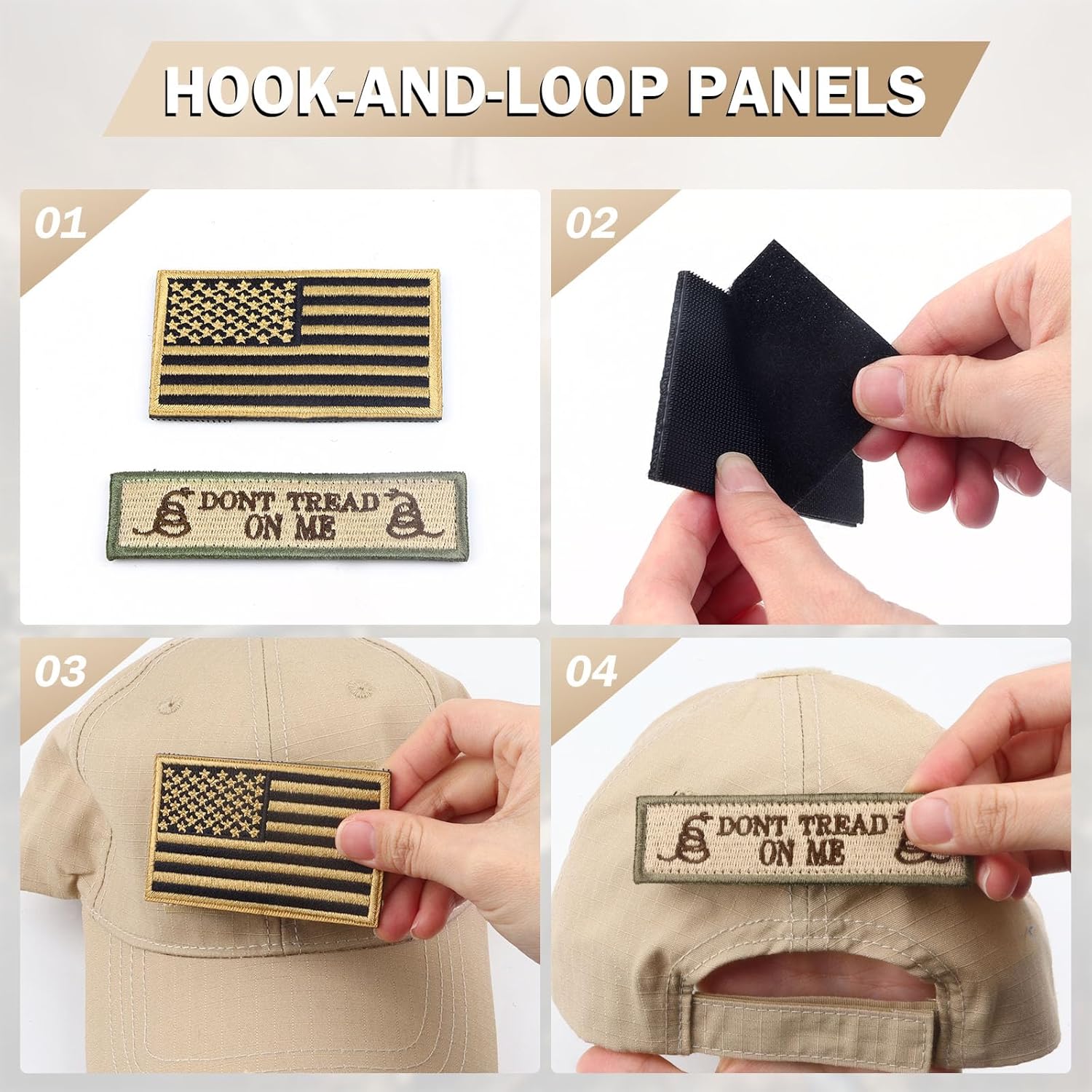 GES Tactical Hat for Men Adjustable Operator Cap with Hook and Loop Panels, Includes USA Flag Patches, Military Baseball Cap - Image 3