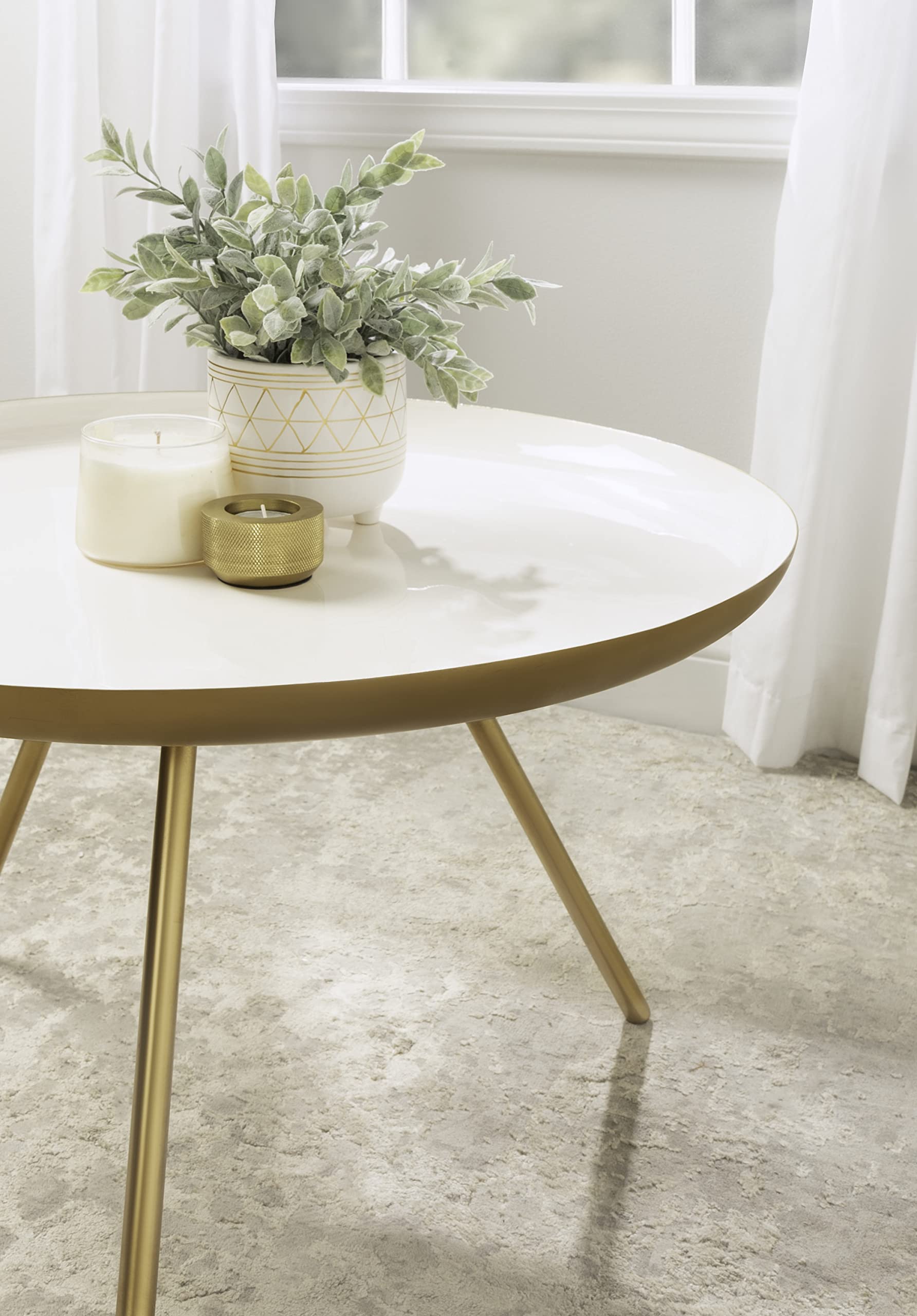 Santoro Modern Round Coffee Table With Floating Glass Top & Mango Wood Legs - Walnut Brown, 28" X 26" X 18", Mid-Century Style