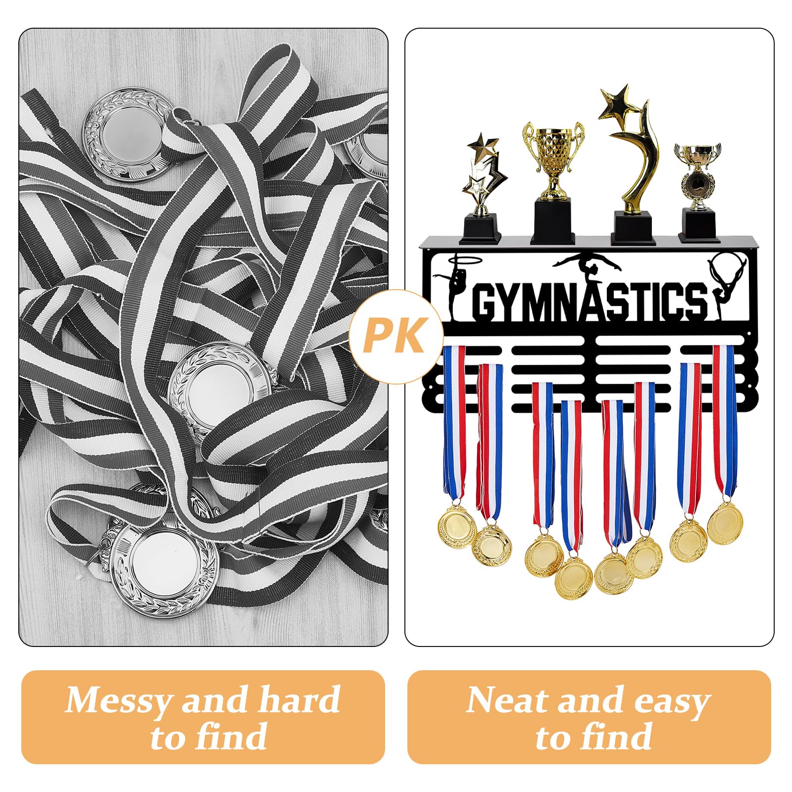 SUPERDANT Cheer Leaders Estante para Medallas, Estante para Trofeos, Colgador para Medallas Deportivas, Estante para Premios, Ganchos para Medallas para Atletas, 40x20 cm