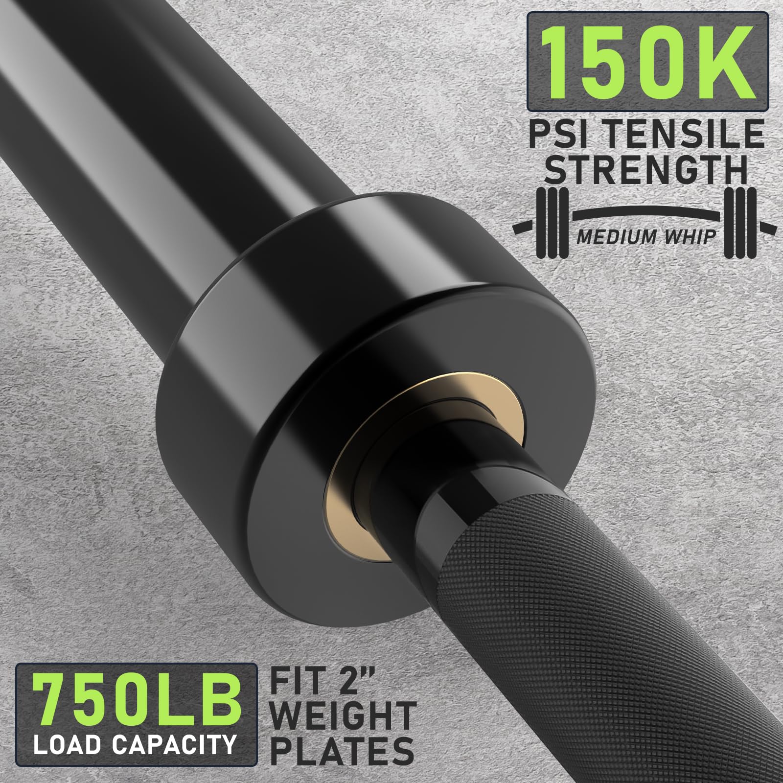 PhysKcal Barre Olympique de 15 kg/20 kg, Ø50 mm Haltère Haltérophilie | Barre d'entraînement pour les WOD et l'haltérophilie, polyvalente pour le soulevé de terre, le squat et le développé