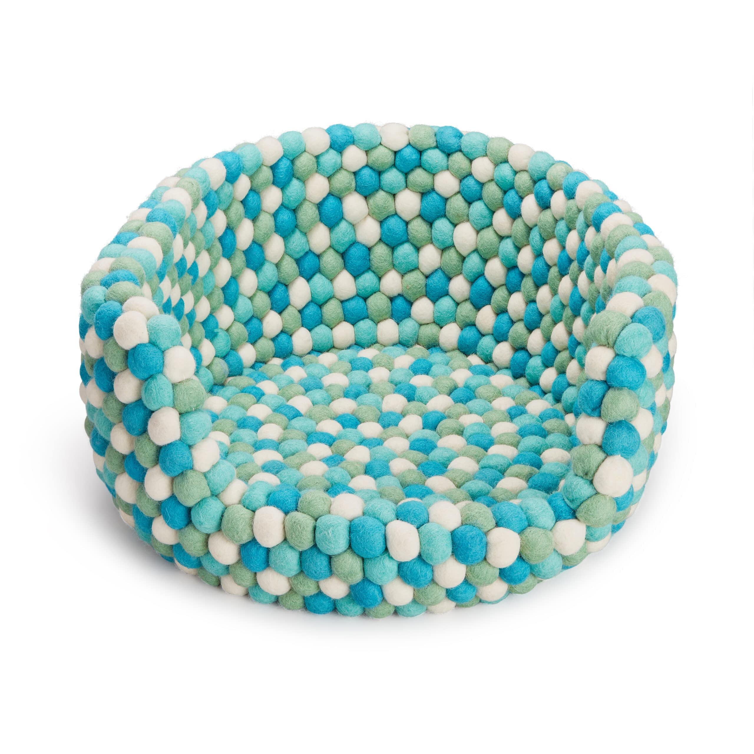 Everest Dog Bed, Handmade using felted wool, 100% New Zealand wool (L, Green)