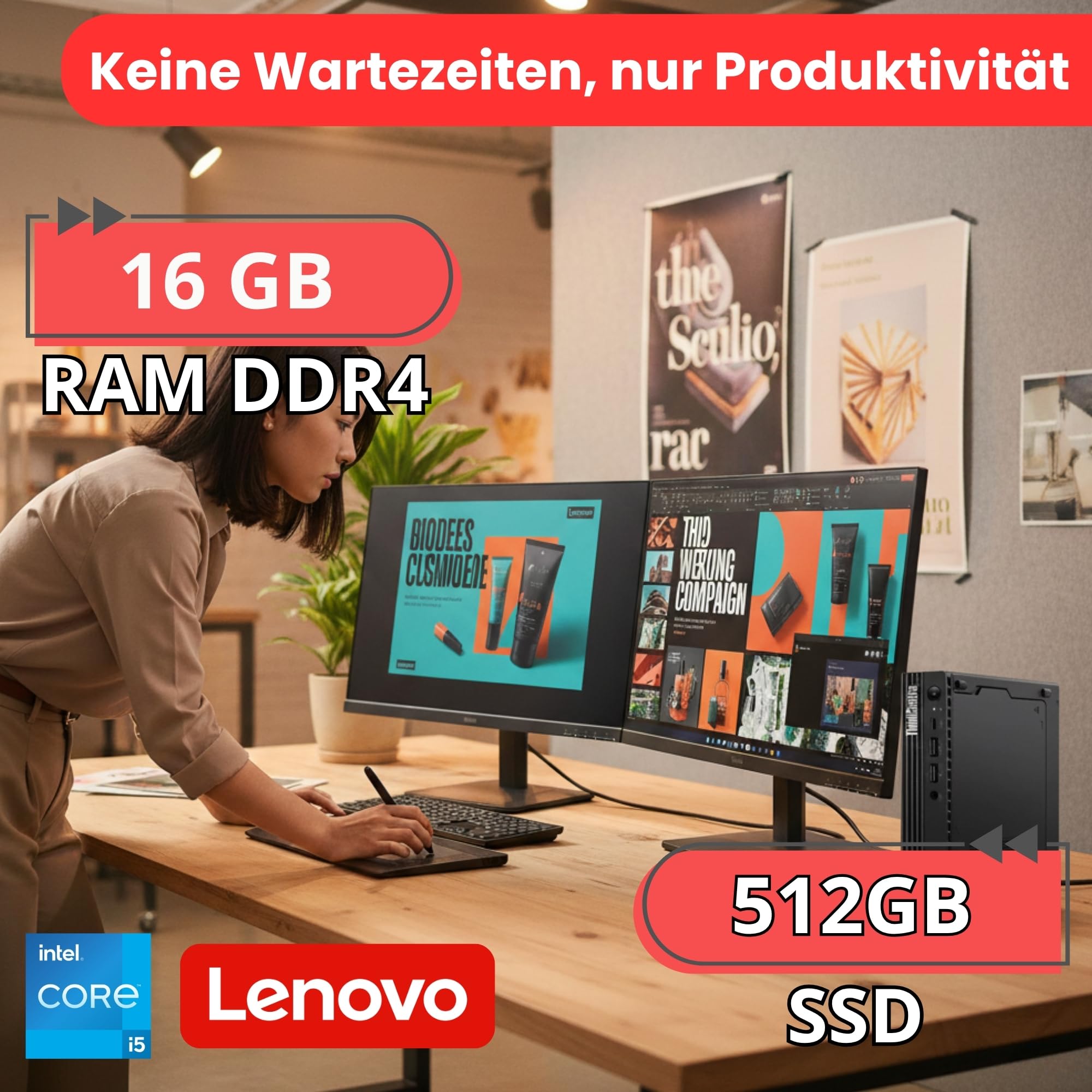 Bundle Lenovo All-in-One 27 Pollici Core i5 10500T 16GB RAM 512GB SSD WiFi USB-C Windows 11 3 Anni Garanzia