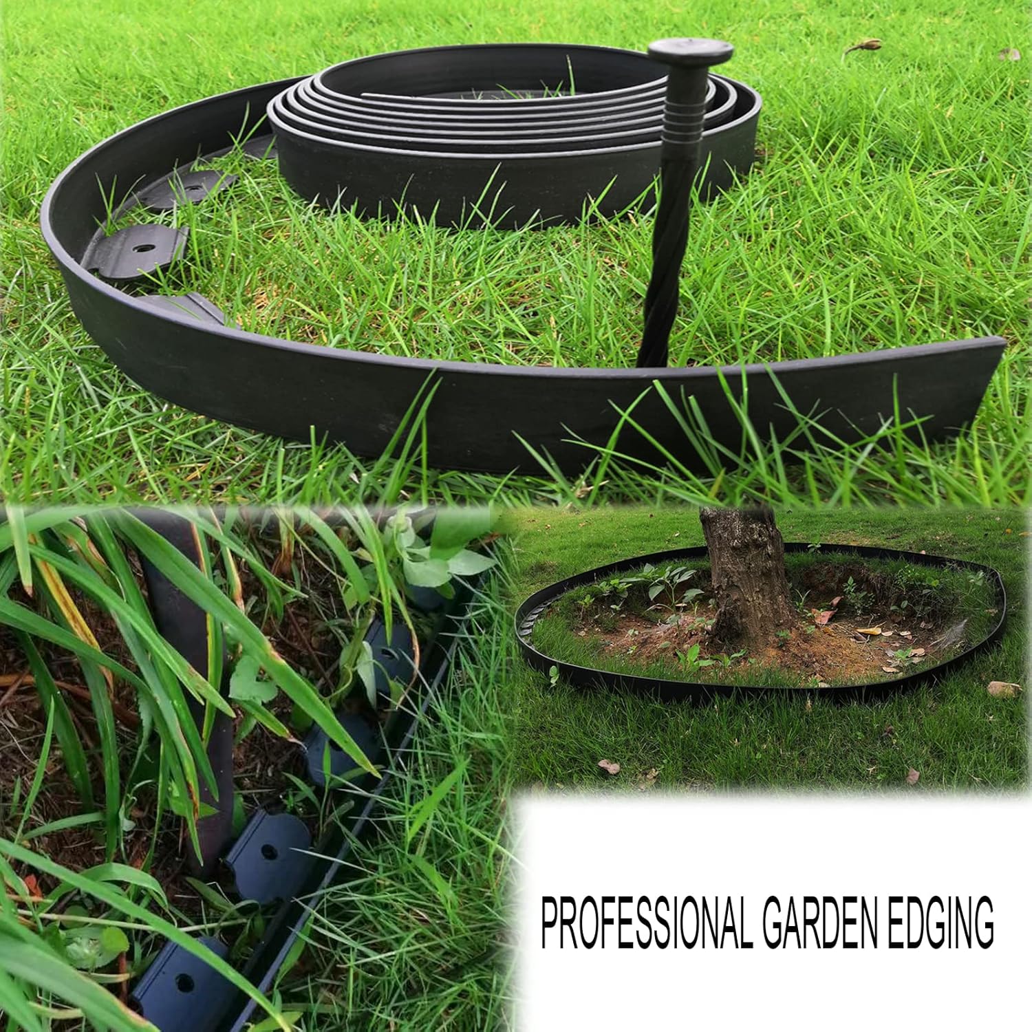 Landscape Edging,20ft Plastic Garden Edging with 20 Stakes,2 Inch Tall Lawn Edging for Lawn,Yard,Flower Gardens Edging Border (Black-20FT)