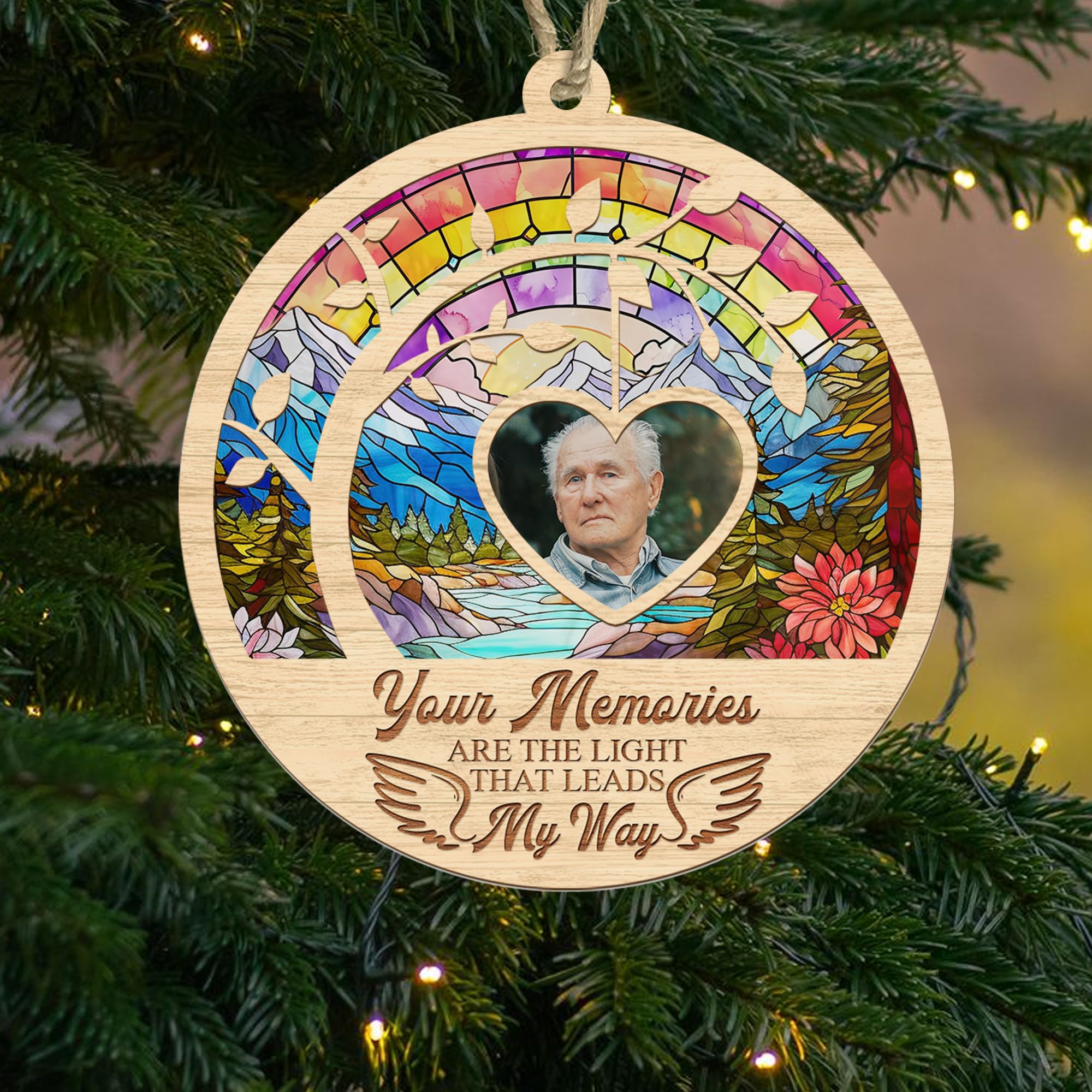 Personalized Memorial Suncatcher in Memory Ornament, Sympathy Gifts for Loss of Mom, Dad, Bereavement Gifts (Style 1)