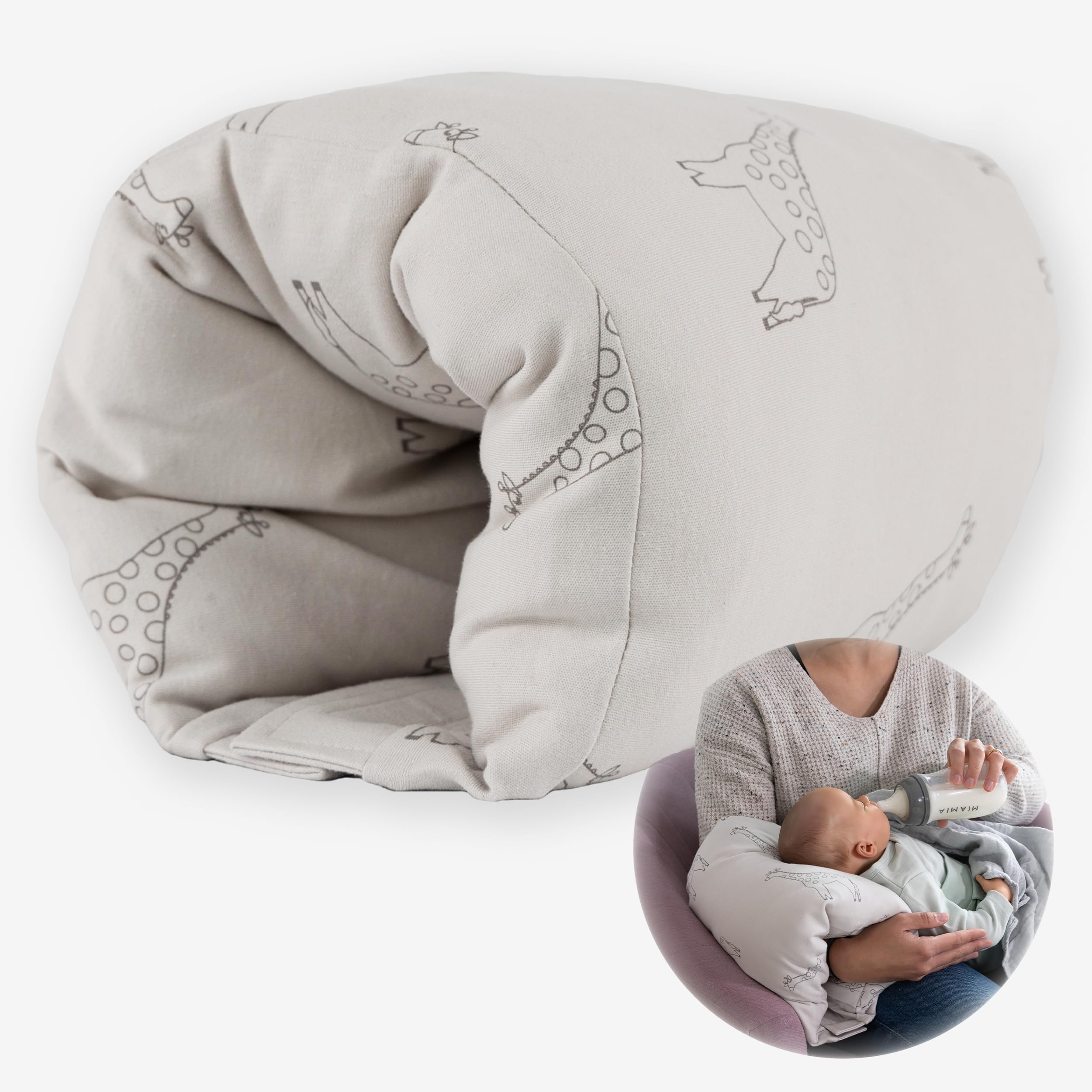 LaLoona Mini Coussin Allaitement de Voyage – Petit Oreiller de Soutien pour Le Bras, Doux & Confortable – Idéal pour Allaiter & Donner Le Biberon – Certifié Oeko-Tex, Beige