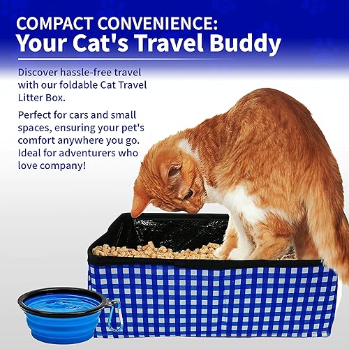 Miniatura 22 de Pet Fit For Life - Vibrante caja de arena plegable para gatos - Portátil, plegable, diseño compacto con cuenco de agua adicional - Ideal para coche