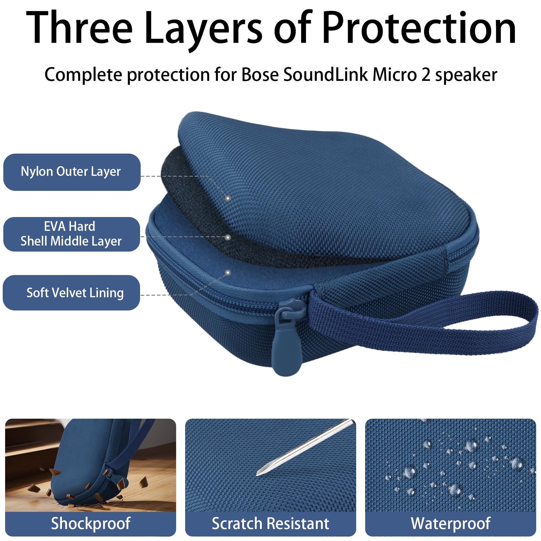 co2CREA Duro Viajar Caja Estuche Funda para Bose SoundLink Micro (2nd Gen) / Micro Altavoz(Funda Solo,Case Only)