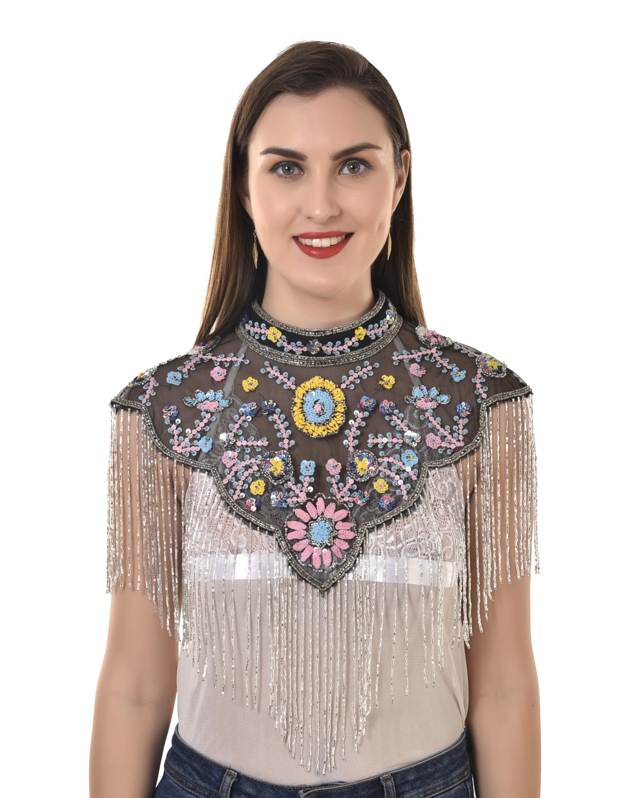 New Vintage Fully Hand Embroidery Multi Colour Poncho-image-28