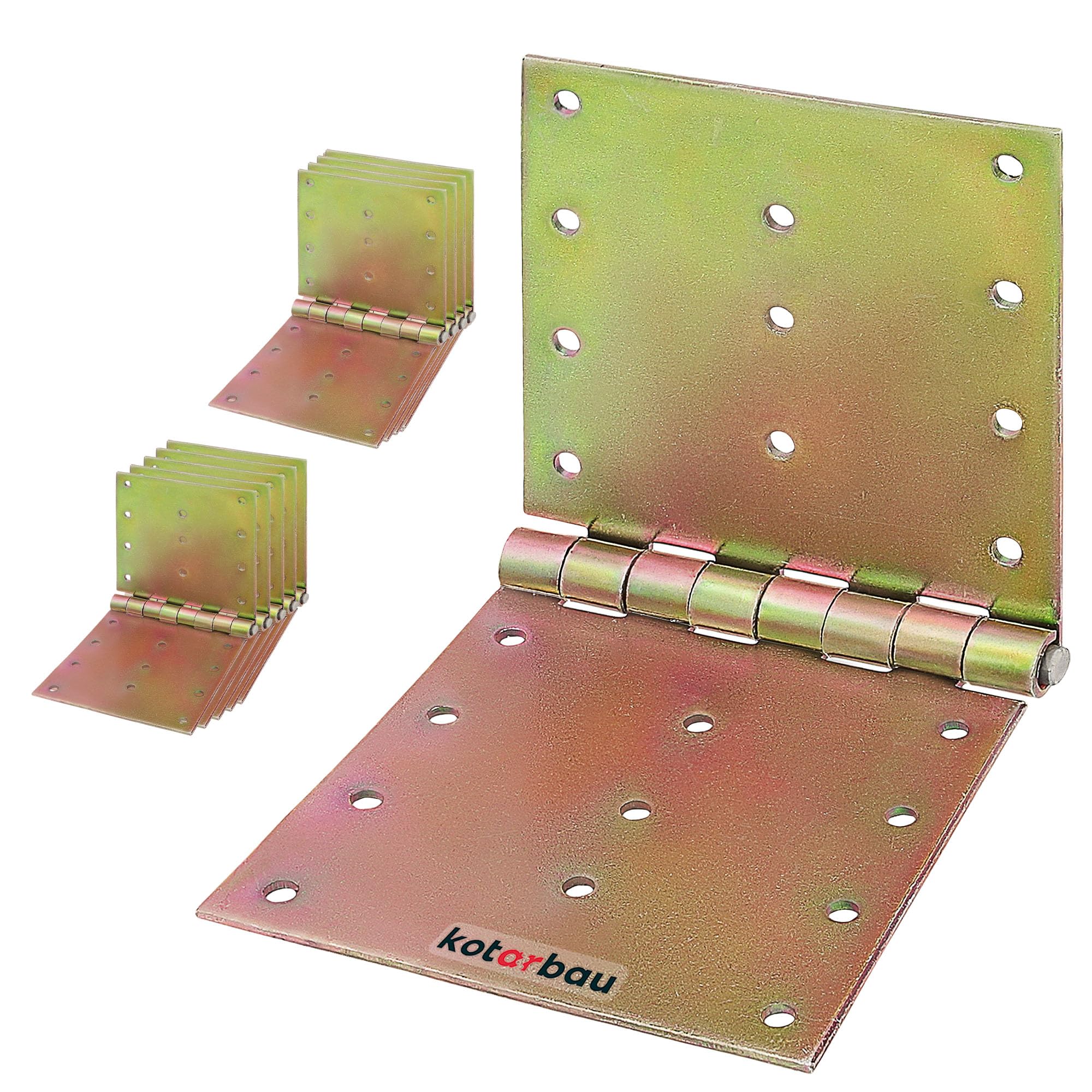 KOTARBAU® Lot de 10 charnières de porte - Roulées - 100 x 200 mm - Galvanisées robustes