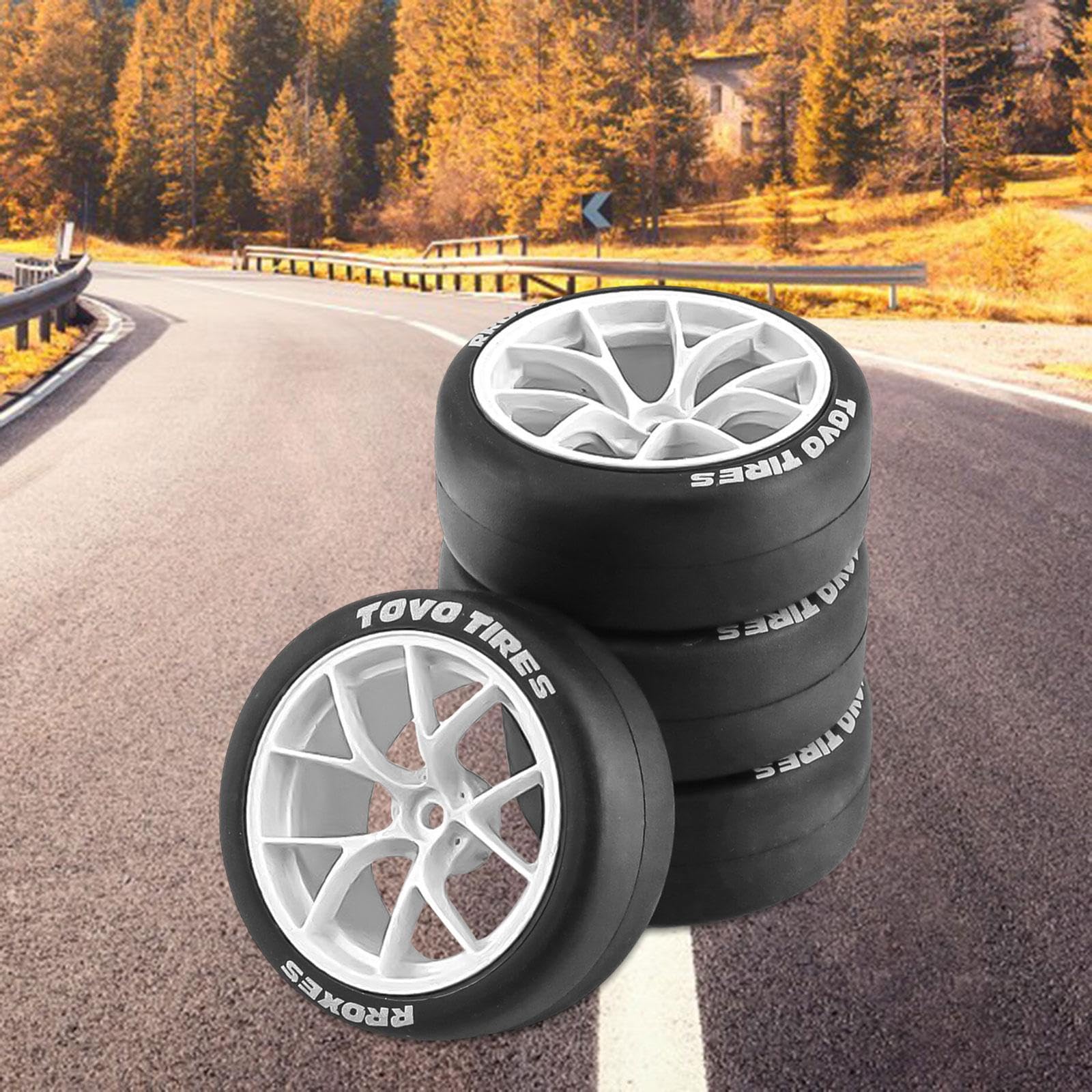 Amagogo 4X RC Auto Rally Pneumatici di Ricambio 12mm Mozzo Resistente all'Usura Durevole per XV01 1/10 su Strada Touring Car Accessori, Bianco