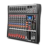 GX8 Professional Sound Board Console 8 Channel Mixer Desktop System Interface Digital USB Computer MP3 Input 48V Phantom Power Stereo DJ Mixer