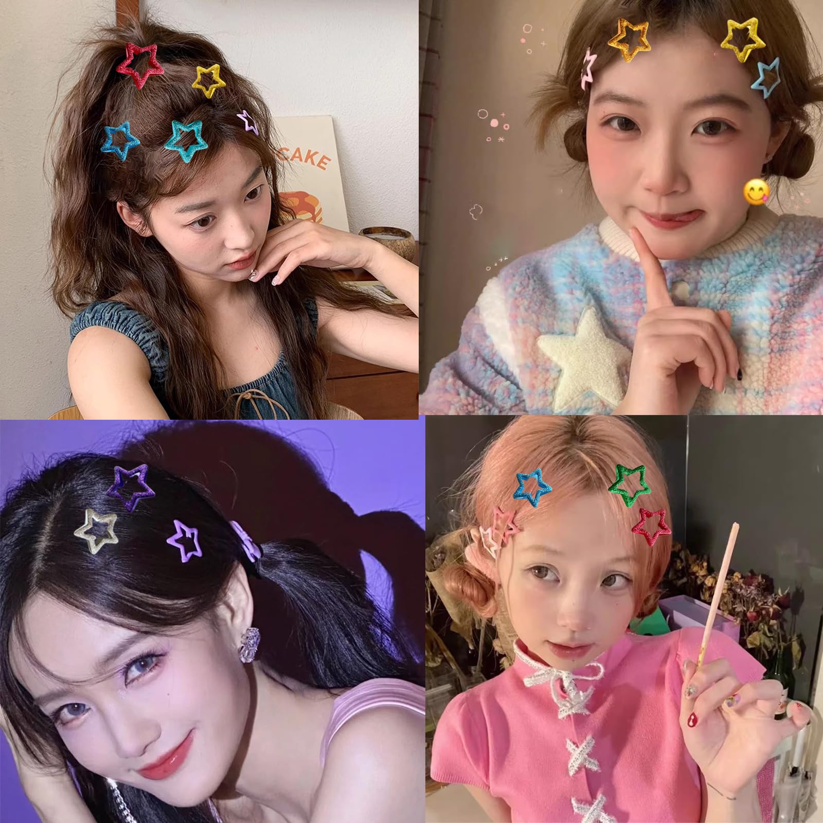 Amazon | RICISUNG ヘアクリップ【16点セット】星型 ヘアピン カラフル  