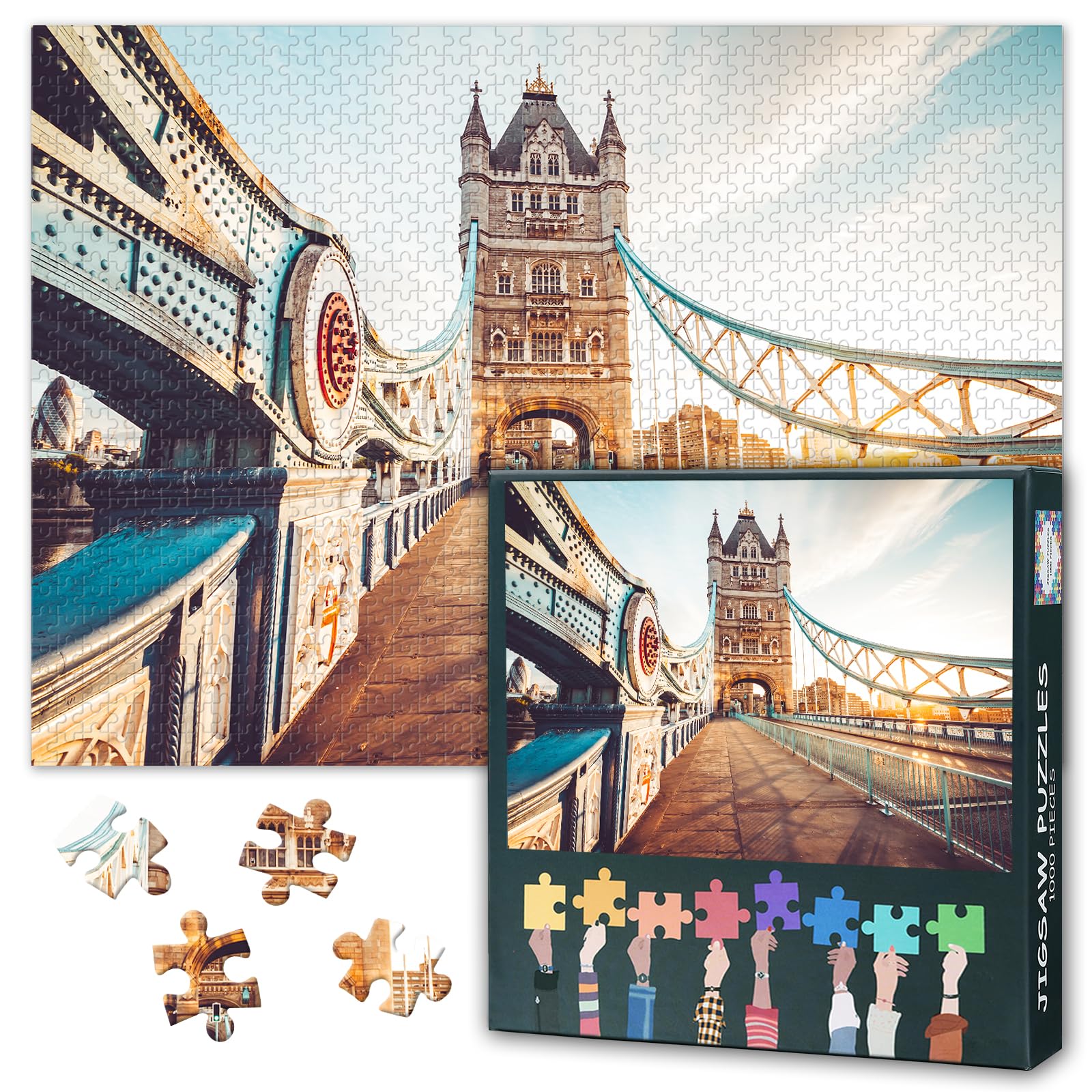 London, England Puzzles for Adults 1000 Pieces, Tower Bridge in London Jigsaw Puzzles, River Thames Adult Puzzle for Adults, Educational Fun Games or Toys for Elders Friends 20X27 INCH