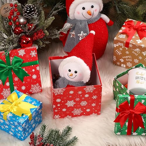 Miniatura 5 de TaoBary 4 cajas de regalo de Navidad, cajas de regalo apilables de Navidad, cajas decorativas con tapas para Año Nuevo, vacaciones, fiestas de