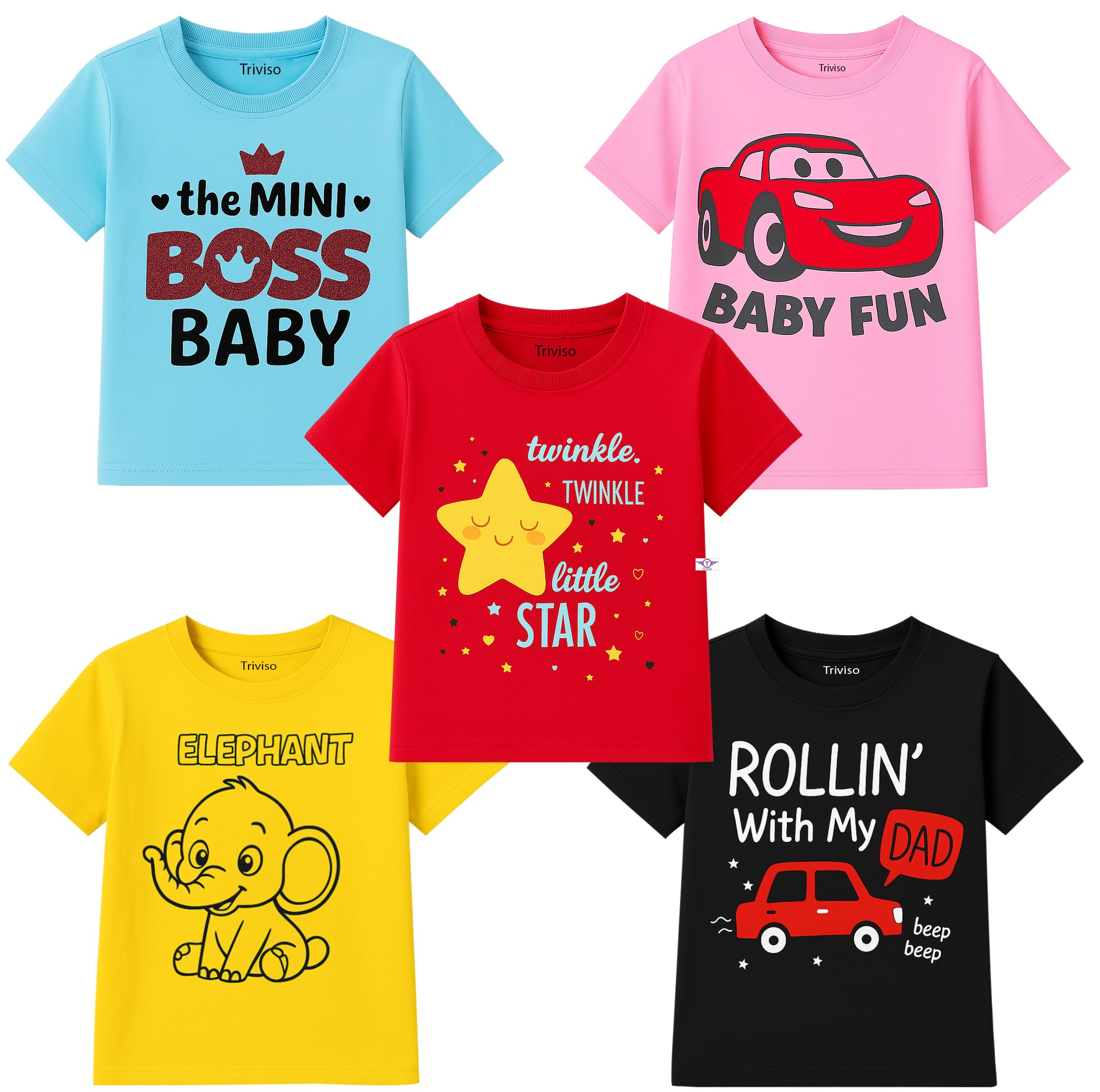 Infant Baby Boys & Baby Girls Soft Cotton T Shirts Regular Tees for 0 Month to 2 Years Babies Pack of 5-image-18