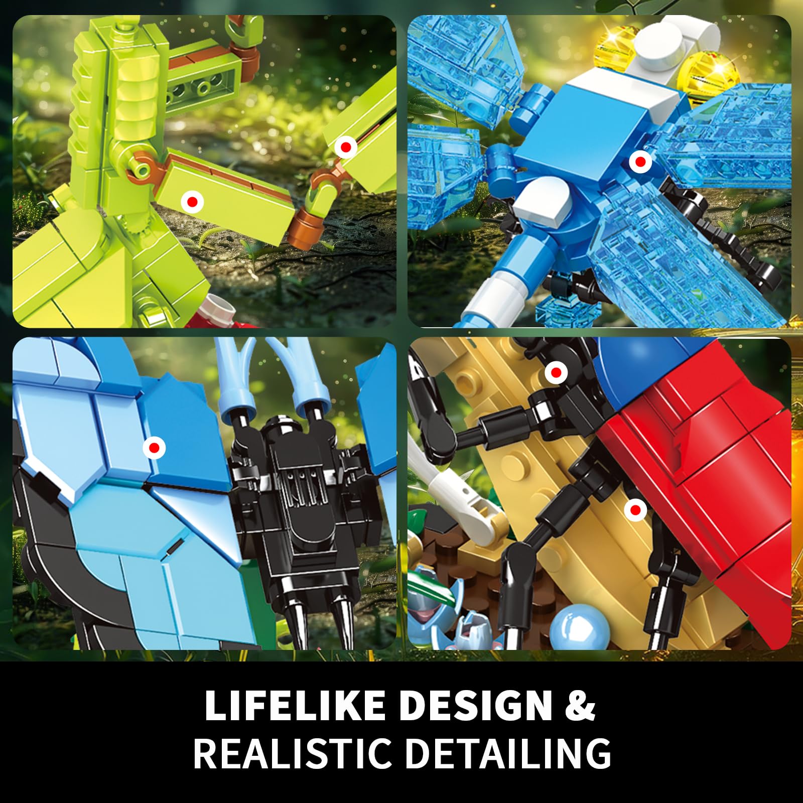 NAYIHOOP Insect Bugs Building Sets Flowers Butterfly Mantis Beetle Dragonfly For Boys Girls 8 Compatible With Lego