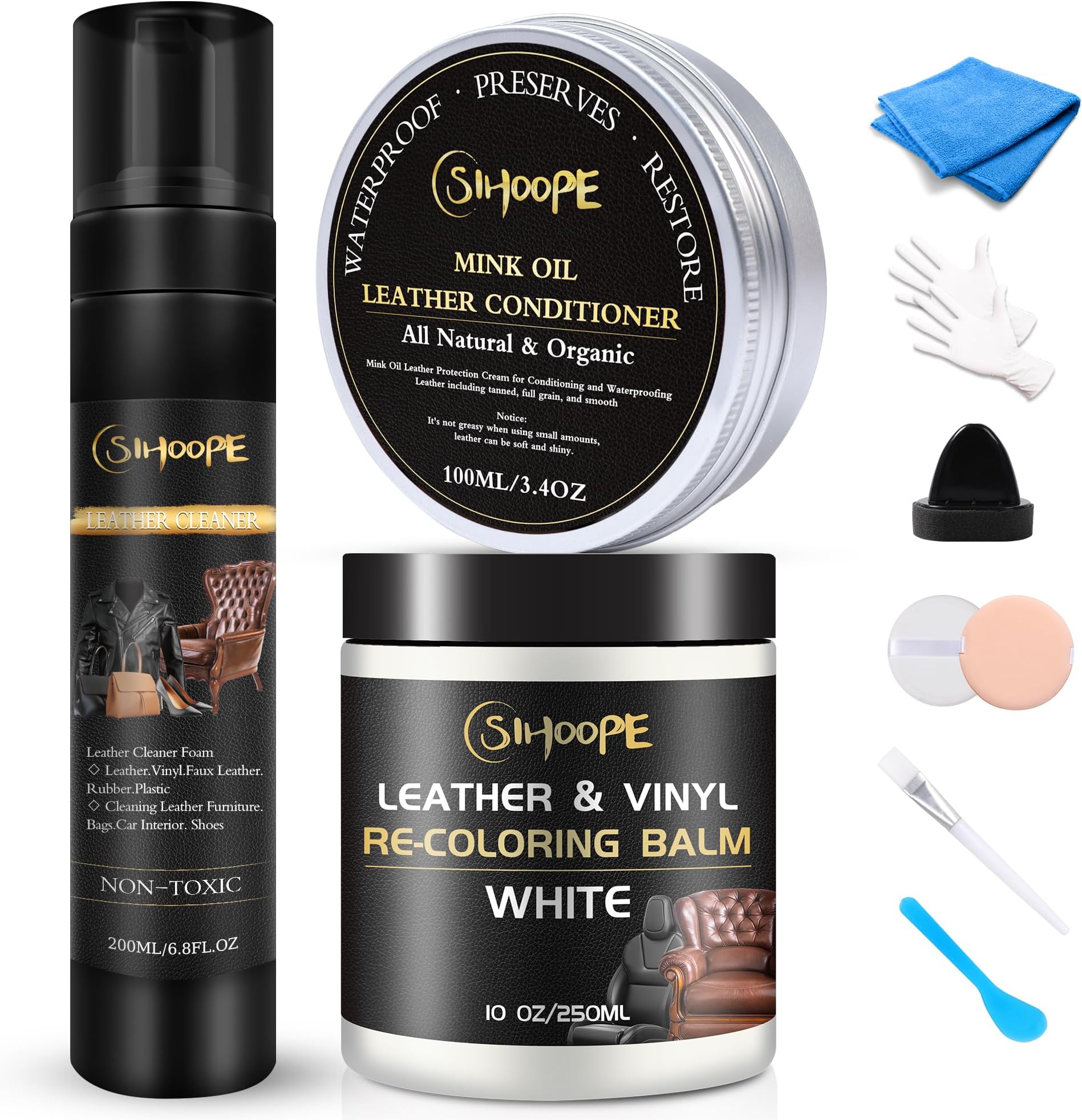 Leather Repair Kit-Cleaner-Recoloring-Balm-Conditioner-Mink-Oil-for-Car-Seat-Furniture-Couch - Scratch Color Restorer