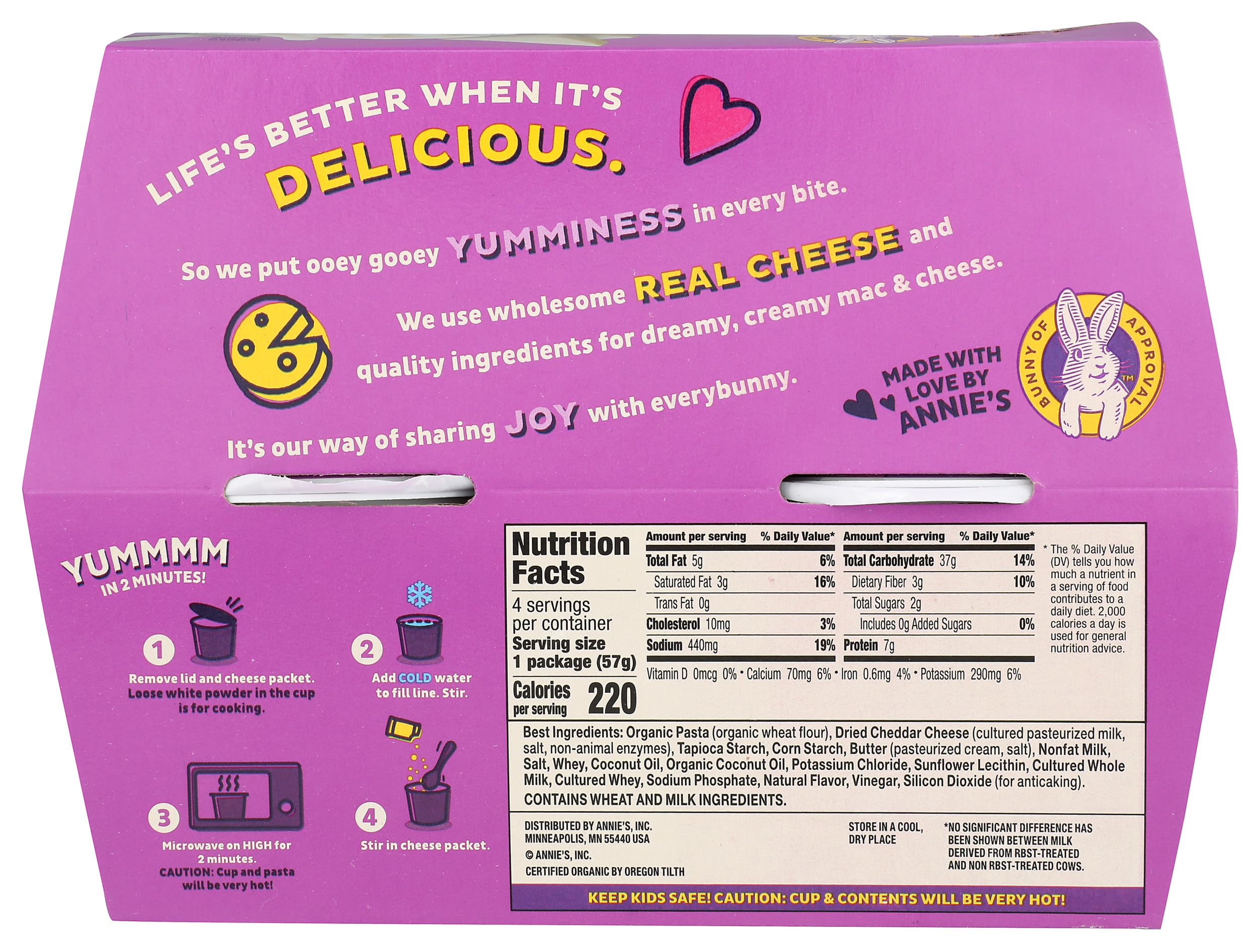 Annie'S Homegrown, Mac Cheese White Cheddar 4 Pack, 8.04 Ounce